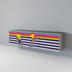 COLORFUL DIVERSION TV-Lowboard mit 3 Türen in Grau