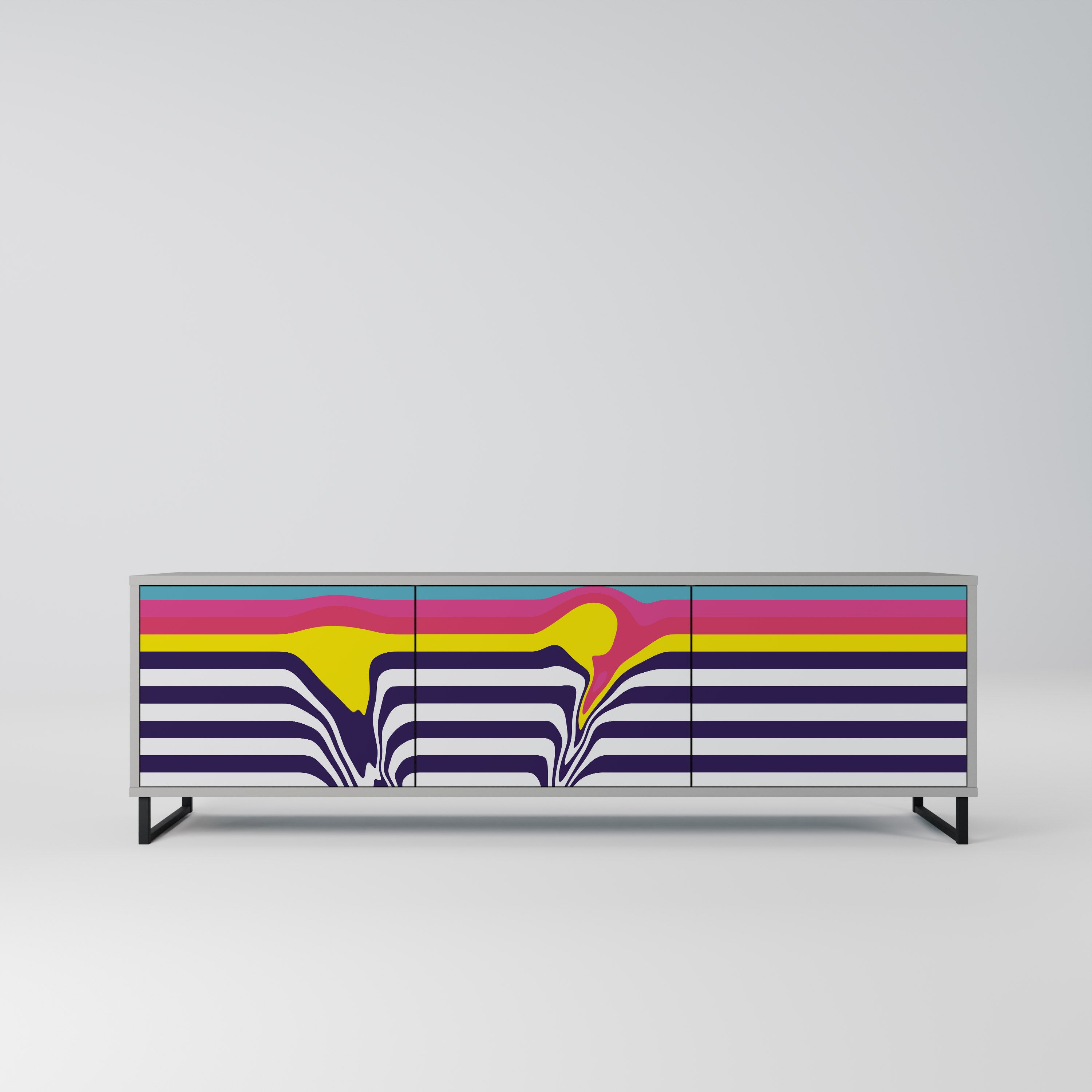 COLORFUL DIVERSION TV-Lowboard mit 3 Türen in Grau