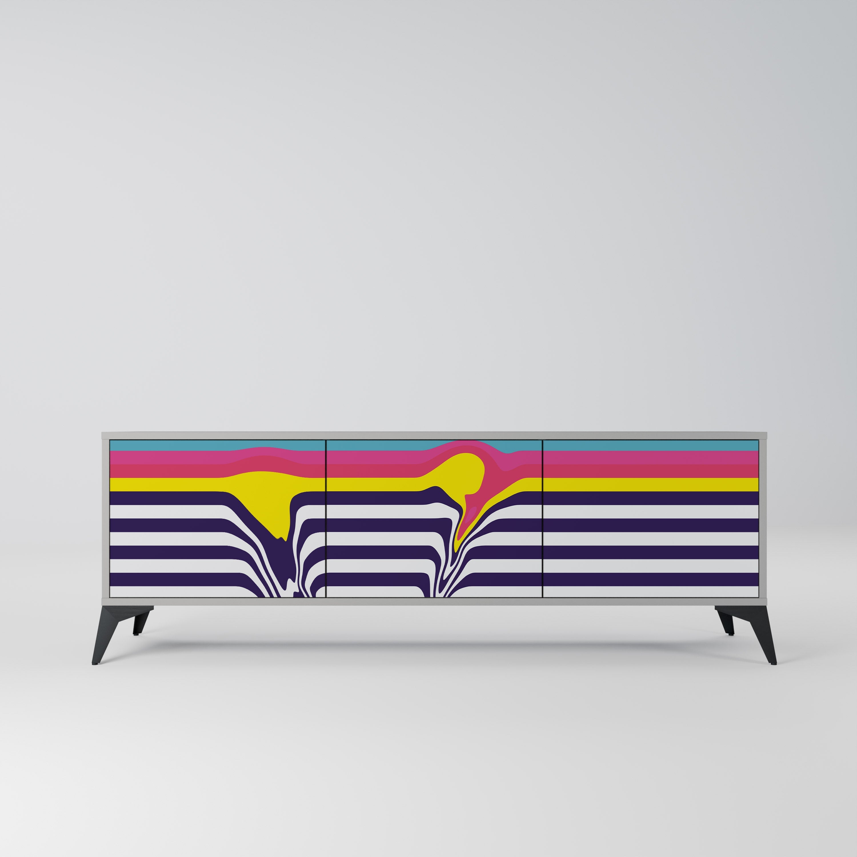 COLORFUL DIVERSION TV-Lowboard mit 3 Türen in Grau