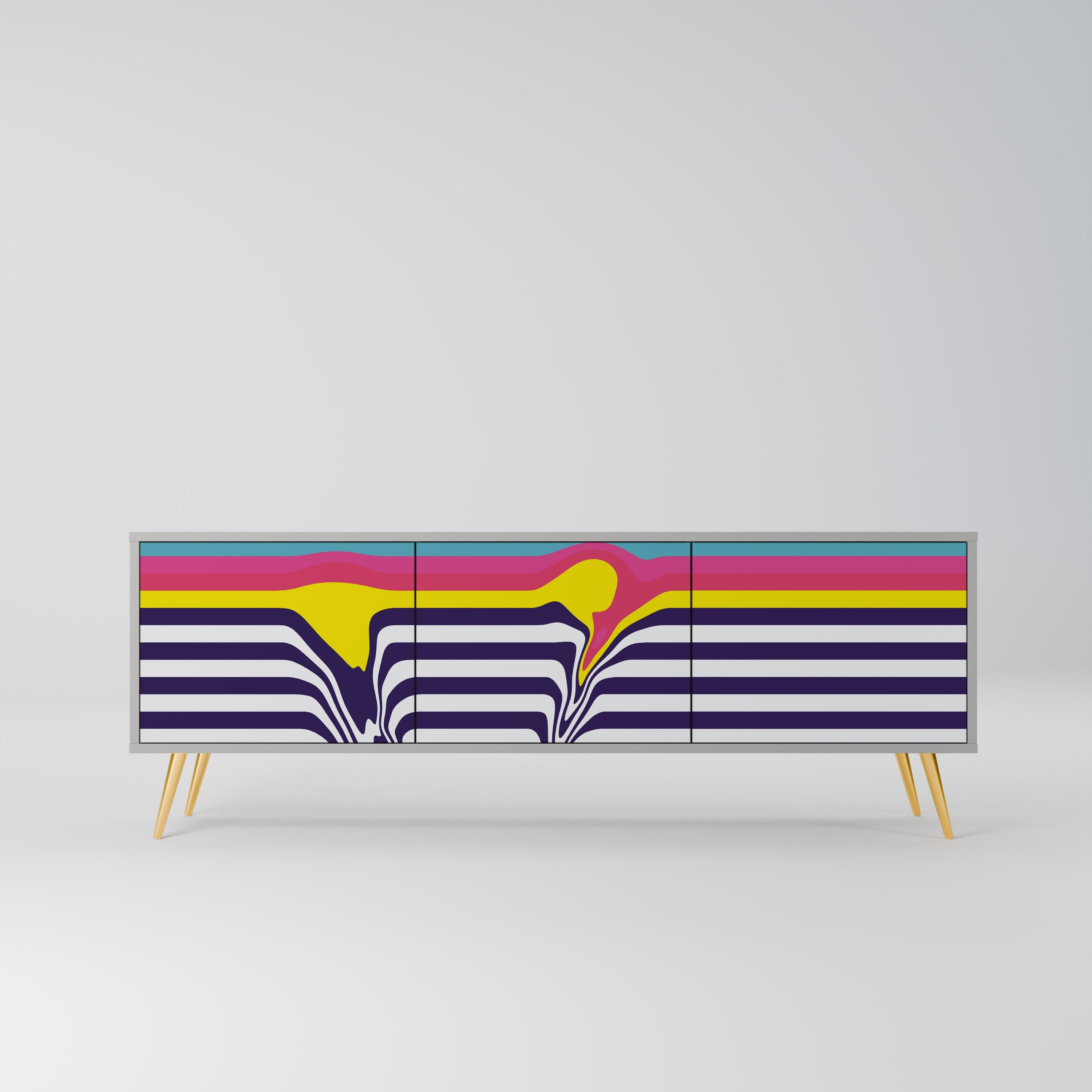 COLORFUL DIVERSION TV-Lowboard mit 3 Türen in Grau