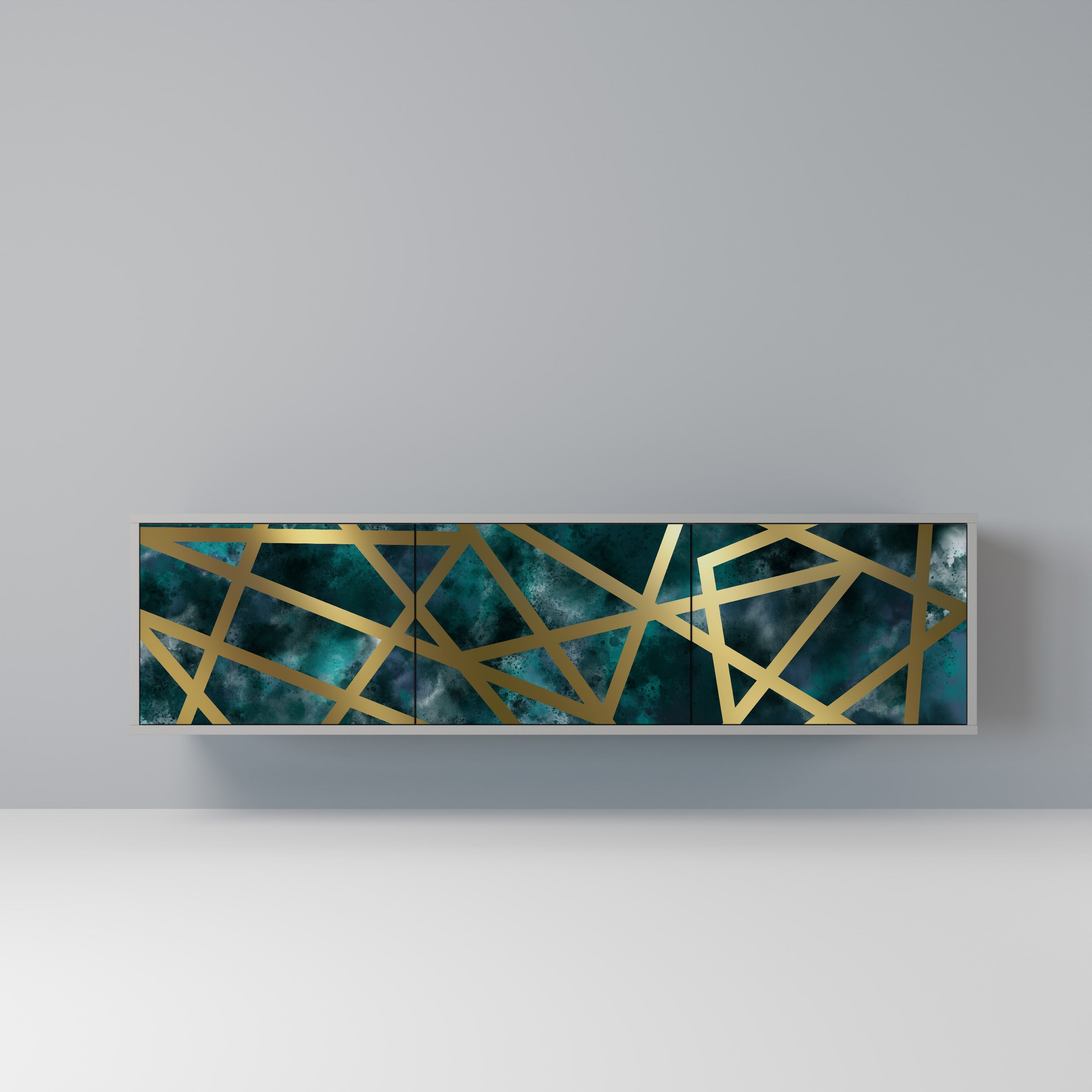 THE LABYRINTH OF GOLD TV-Lowboard mit 3 Türen in Grau