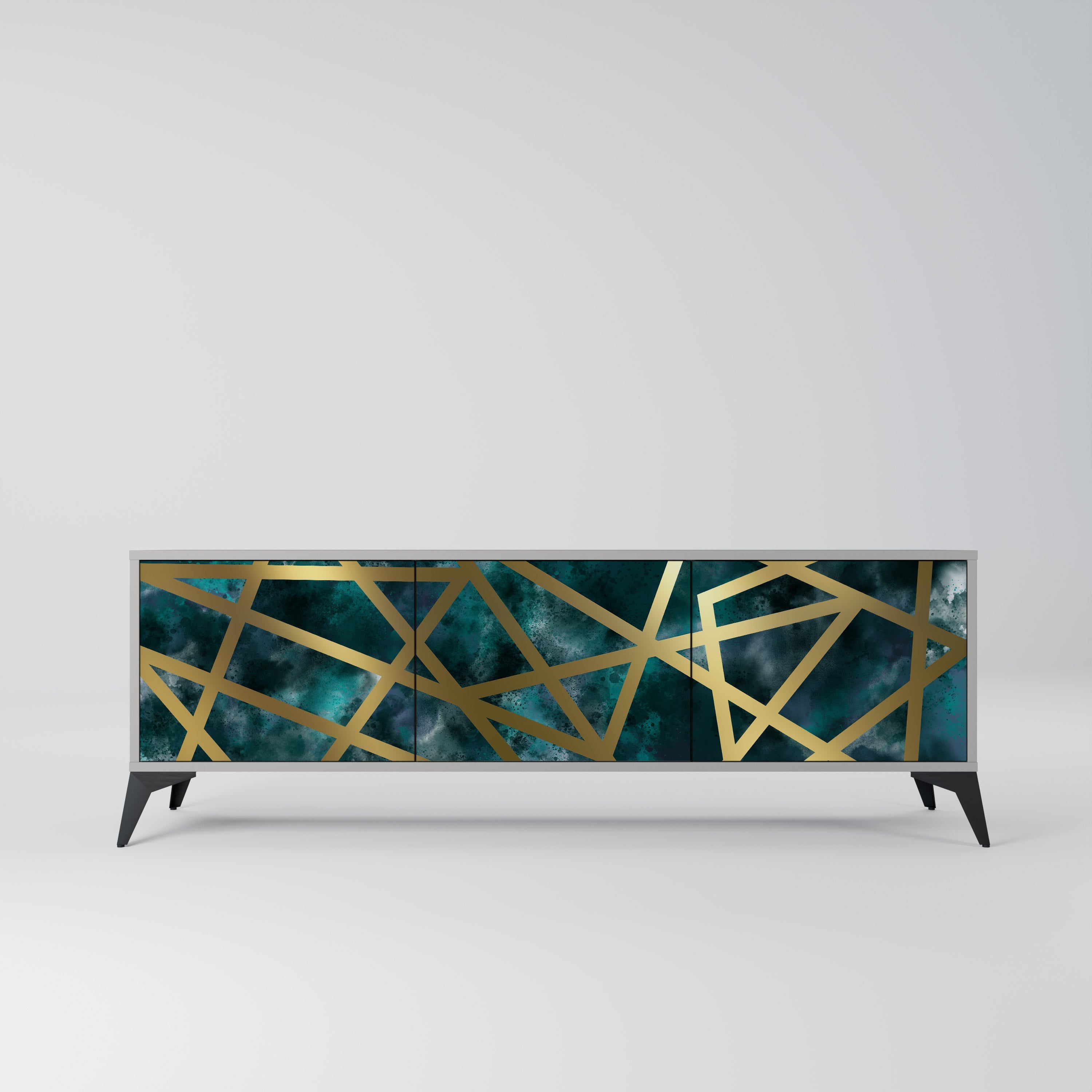 THE LABYRINTH OF GOLD TV-Lowboard mit 3 Türen in Grau