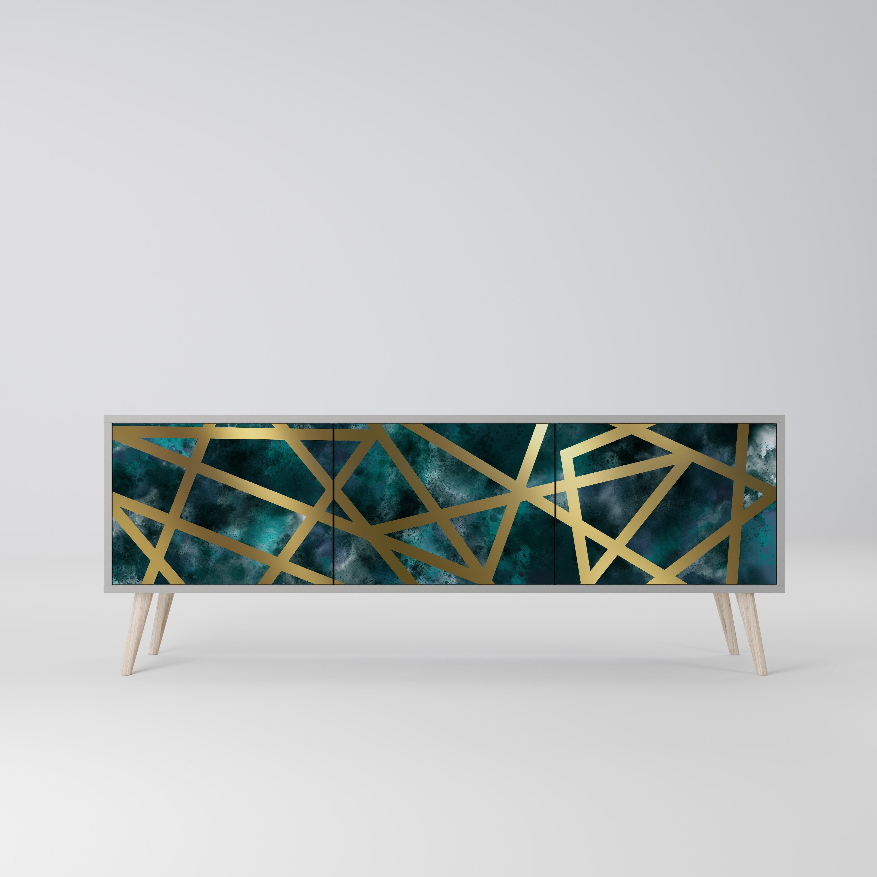 THE LABYRINTH OF GOLD TV-Lowboard mit 3 Türen in Grau