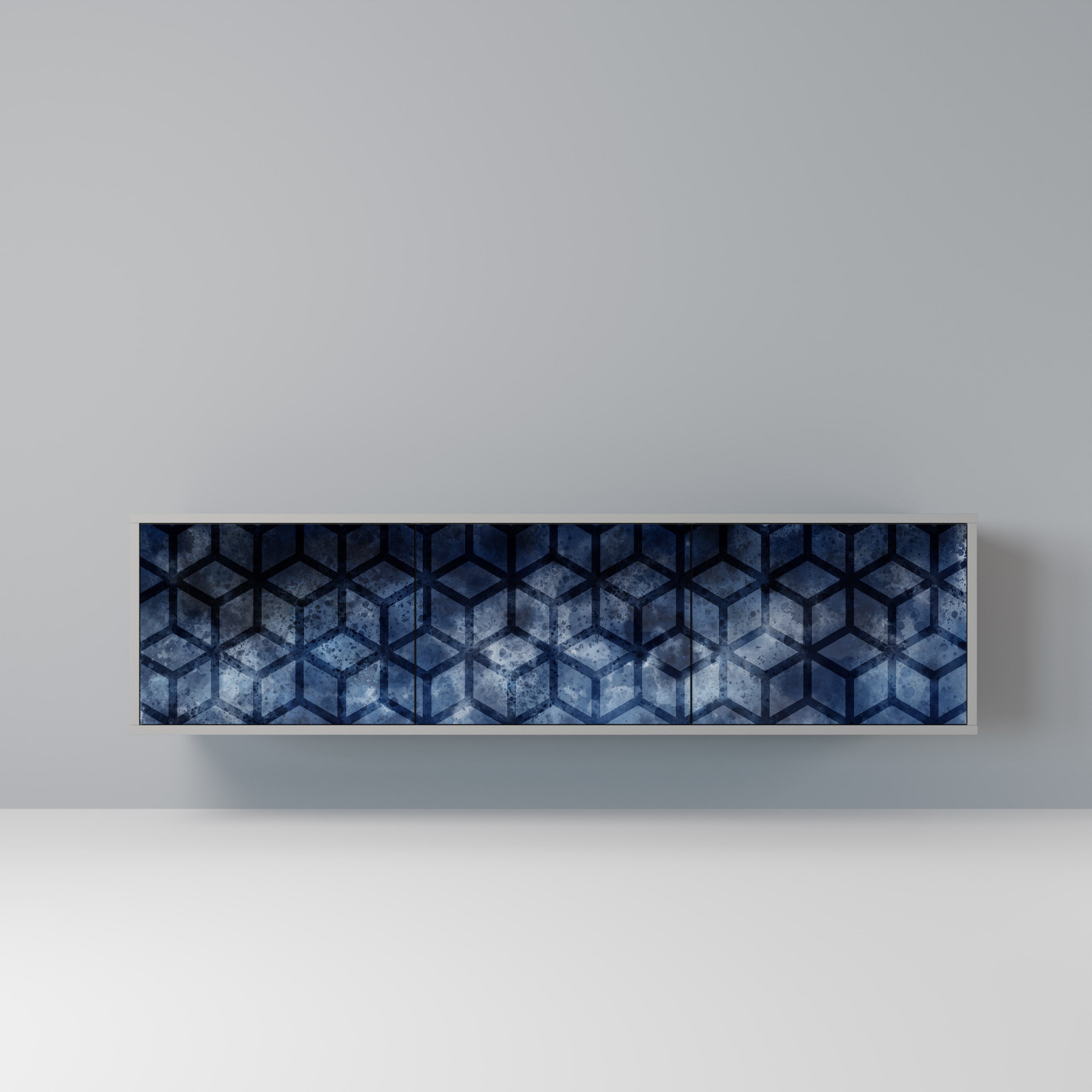 CUBIC MIST TV-Lowboard mit 3 Türen in Grau