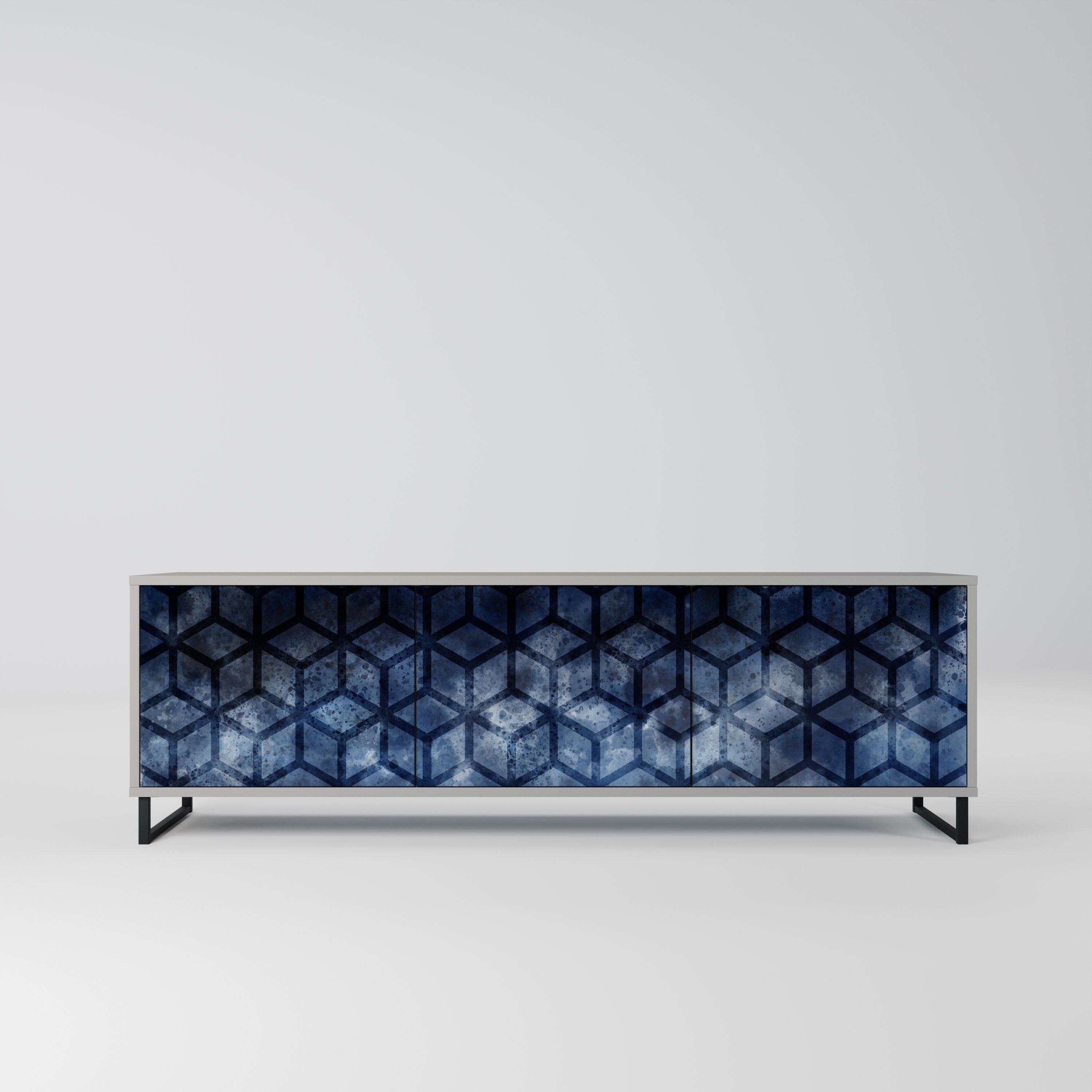 CUBIC MIST TV-Lowboard mit 3 Türen in Grau