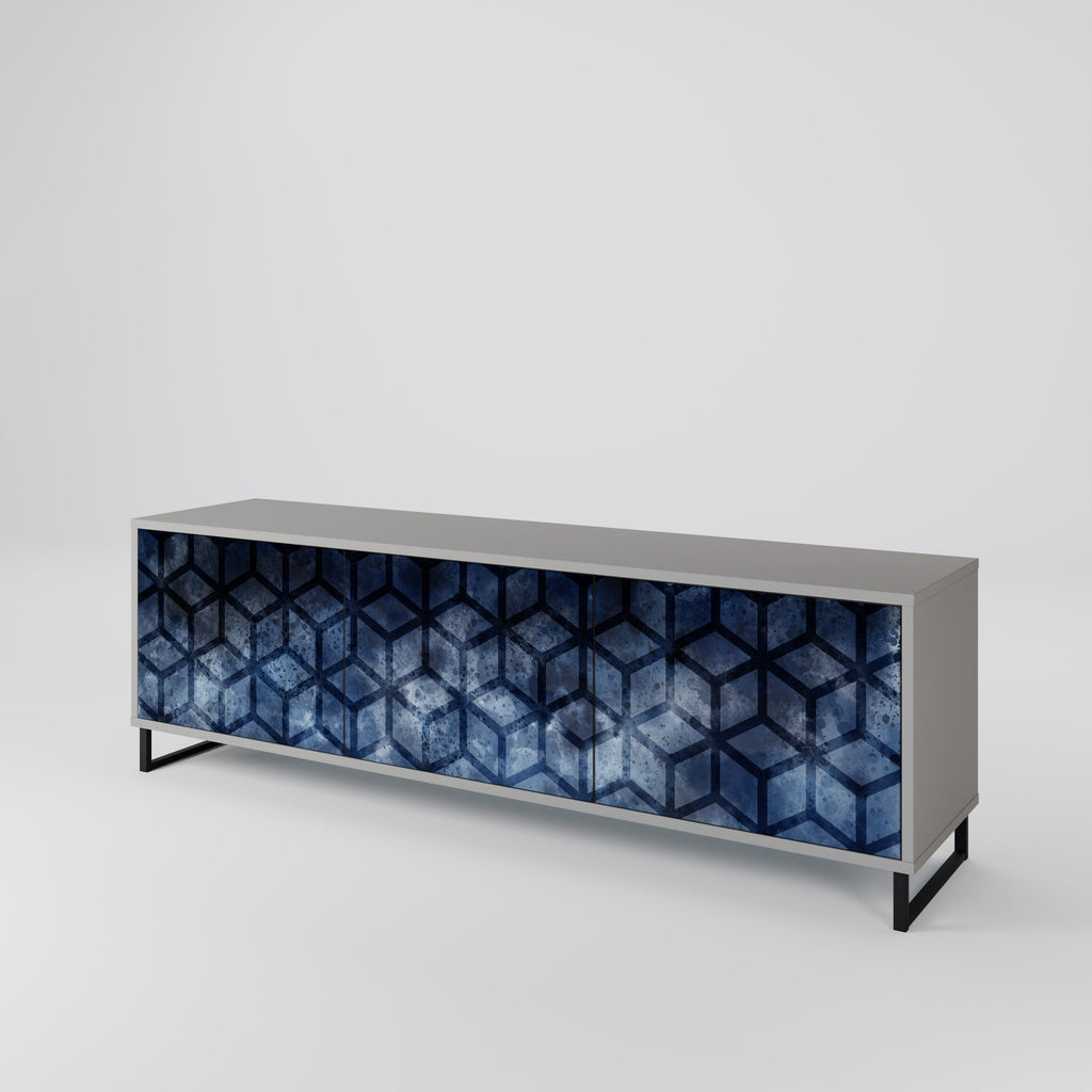 CUBIC MIST TV-Lowboard mit 3 Türen in Grau