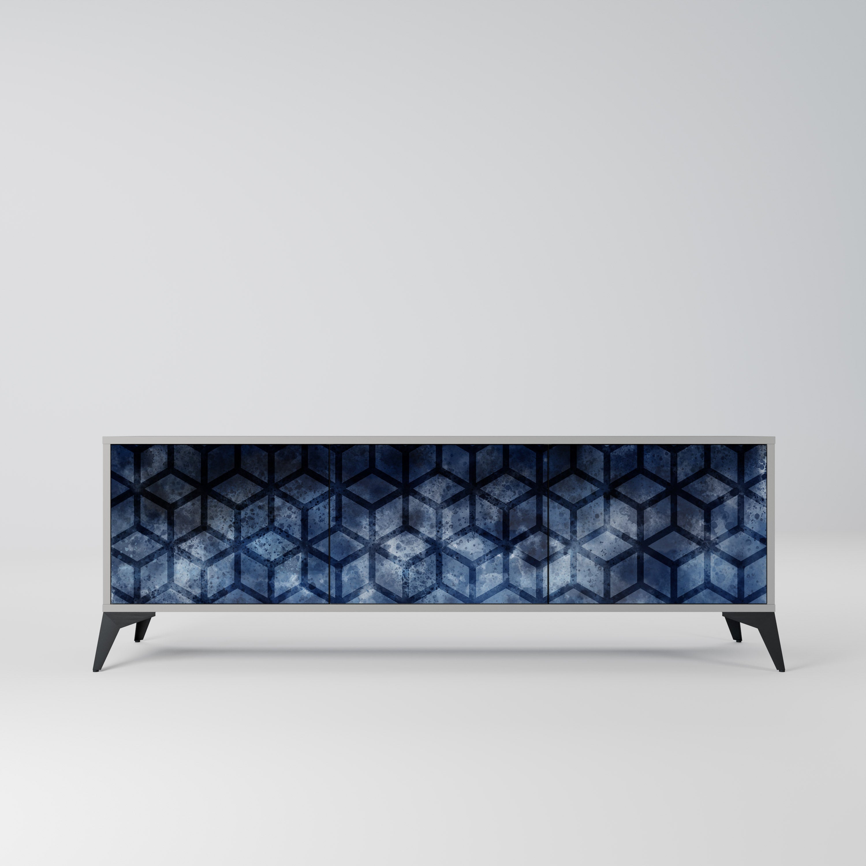 CUBIC MIST TV-Lowboard mit 3 Türen in Grau