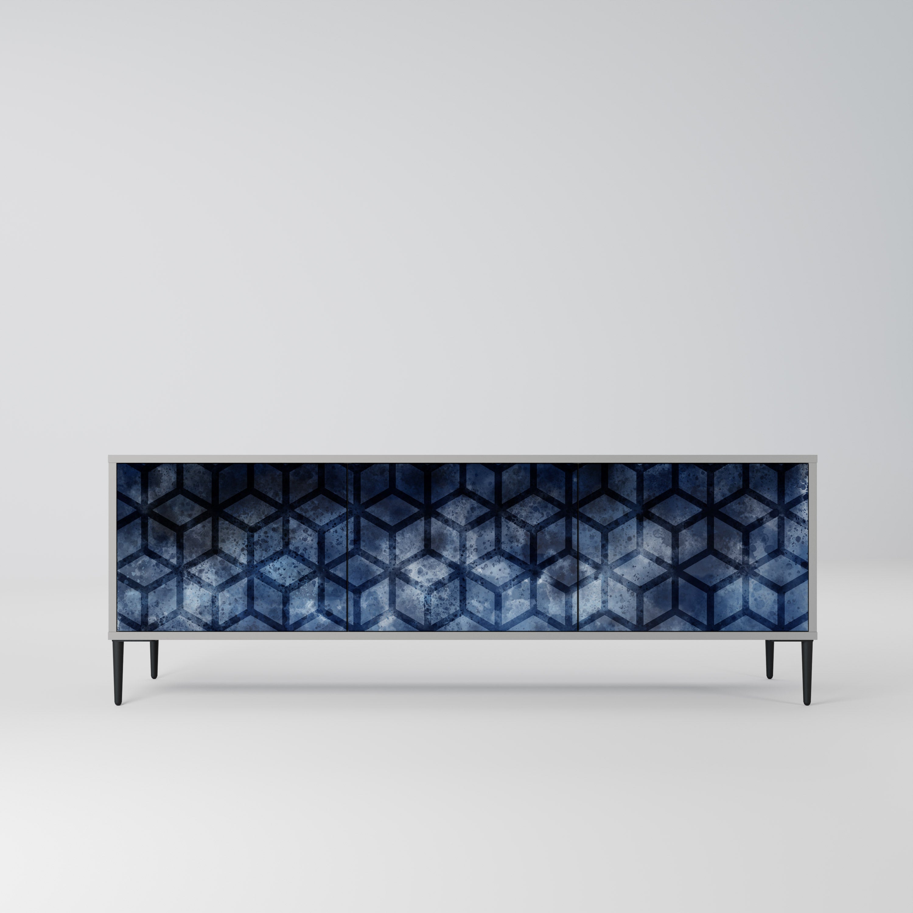 CUBIC MIST TV-Lowboard mit 3 Türen in Grau