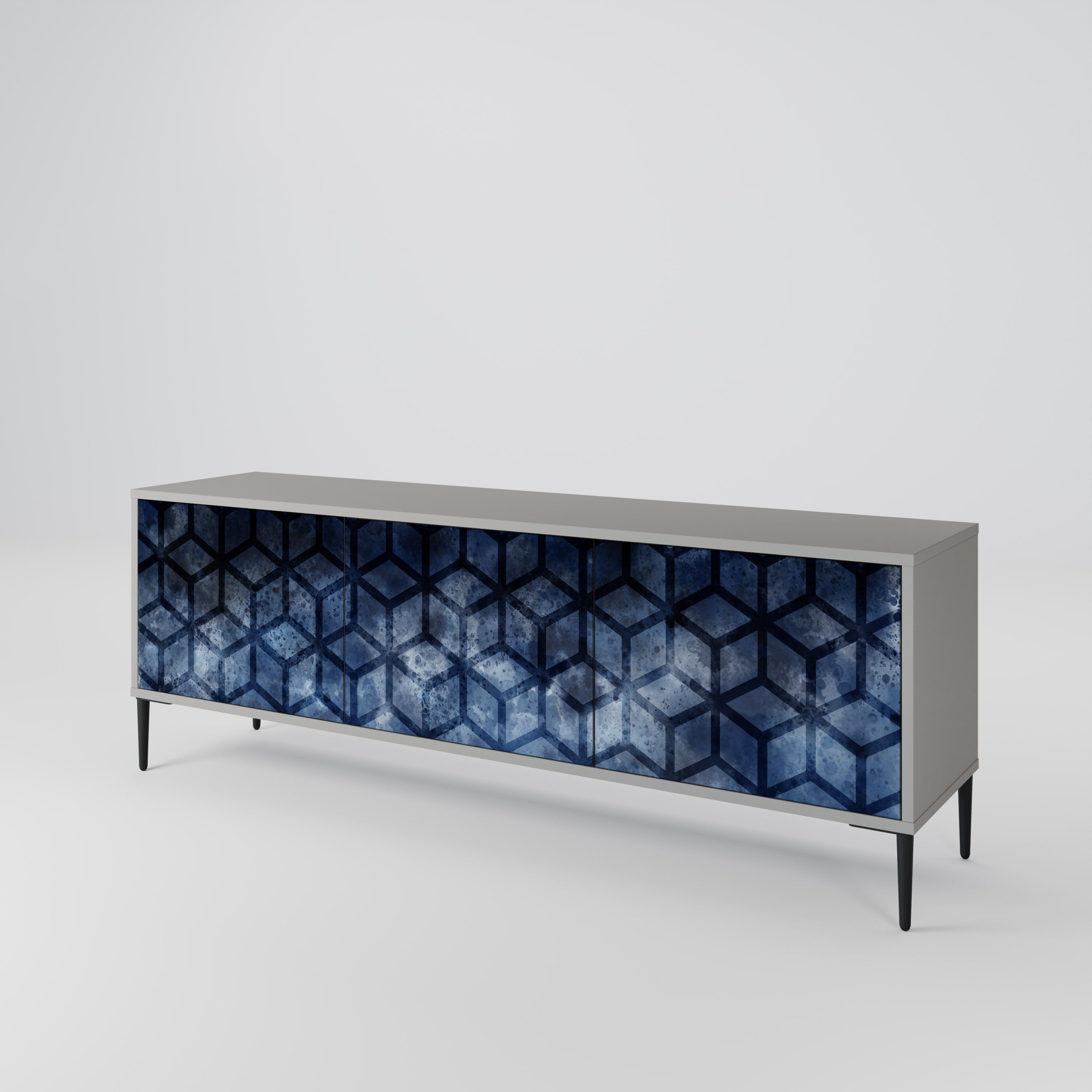 CUBIC MIST TV-Lowboard mit 3 Türen in Grau