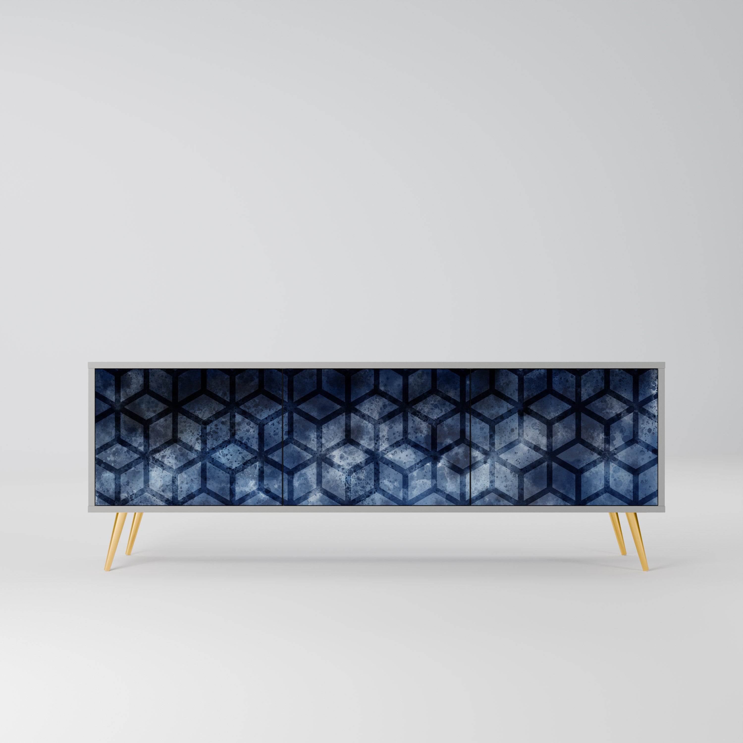 CUBIC MIST TV-Lowboard mit 3 Türen in Grau