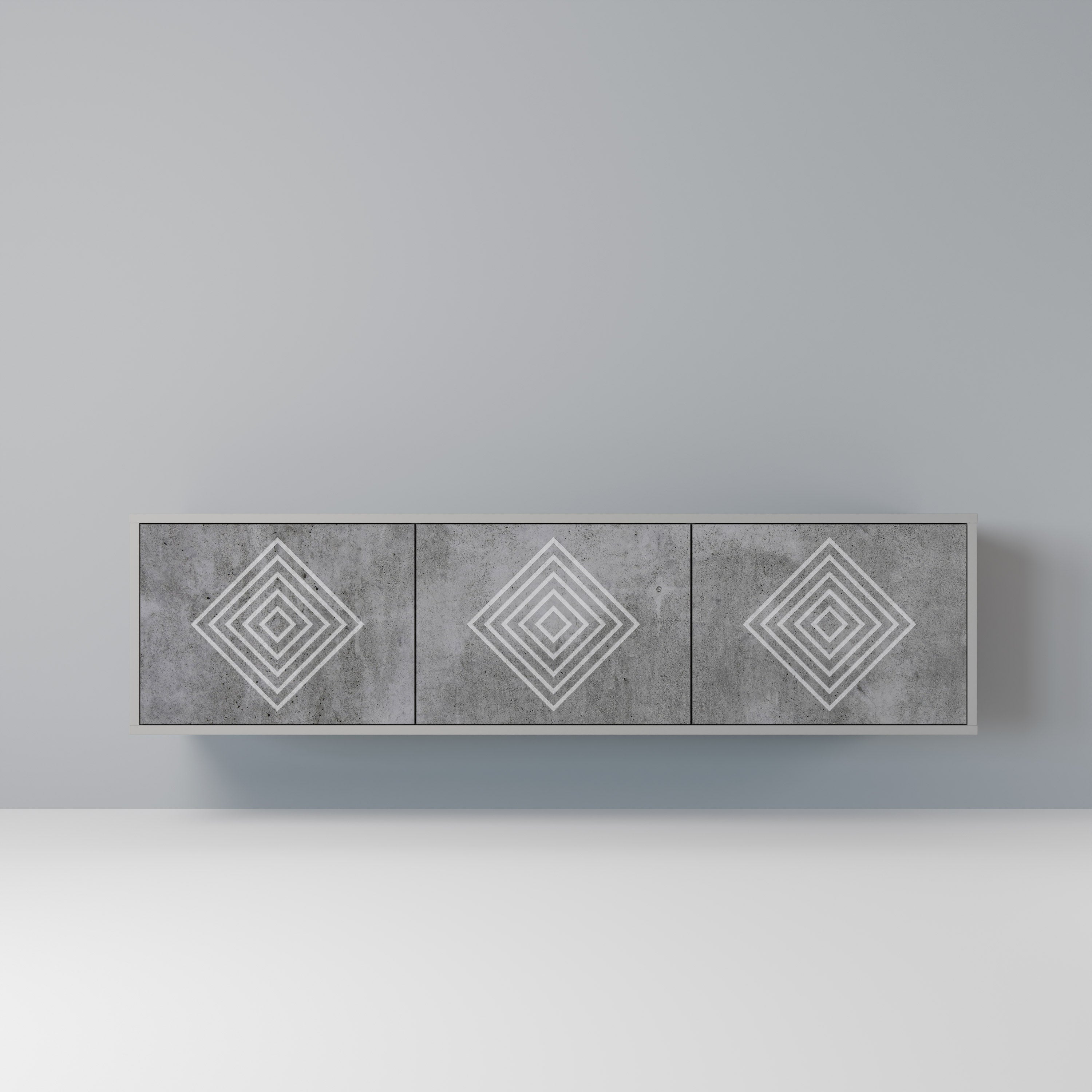 POLYGONAL ARTISTRY TV-Lowboard mit 3 Türen in Grau