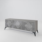 POLYGONAL ARTISTRY TV-Lowboard mit 3 Türen in Grau