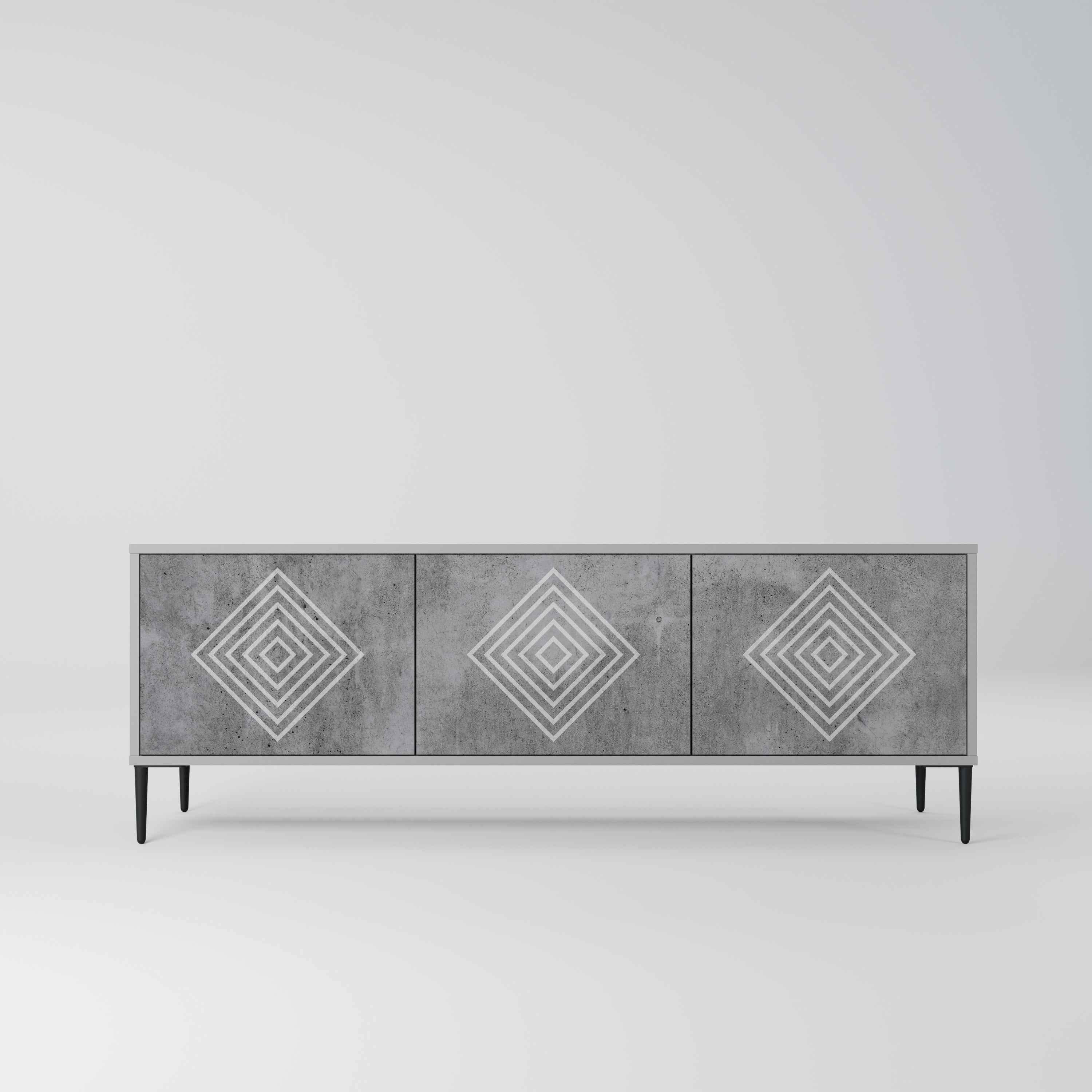 POLYGONAL ARTISTRY TV-Lowboard mit 3 Türen in Grau