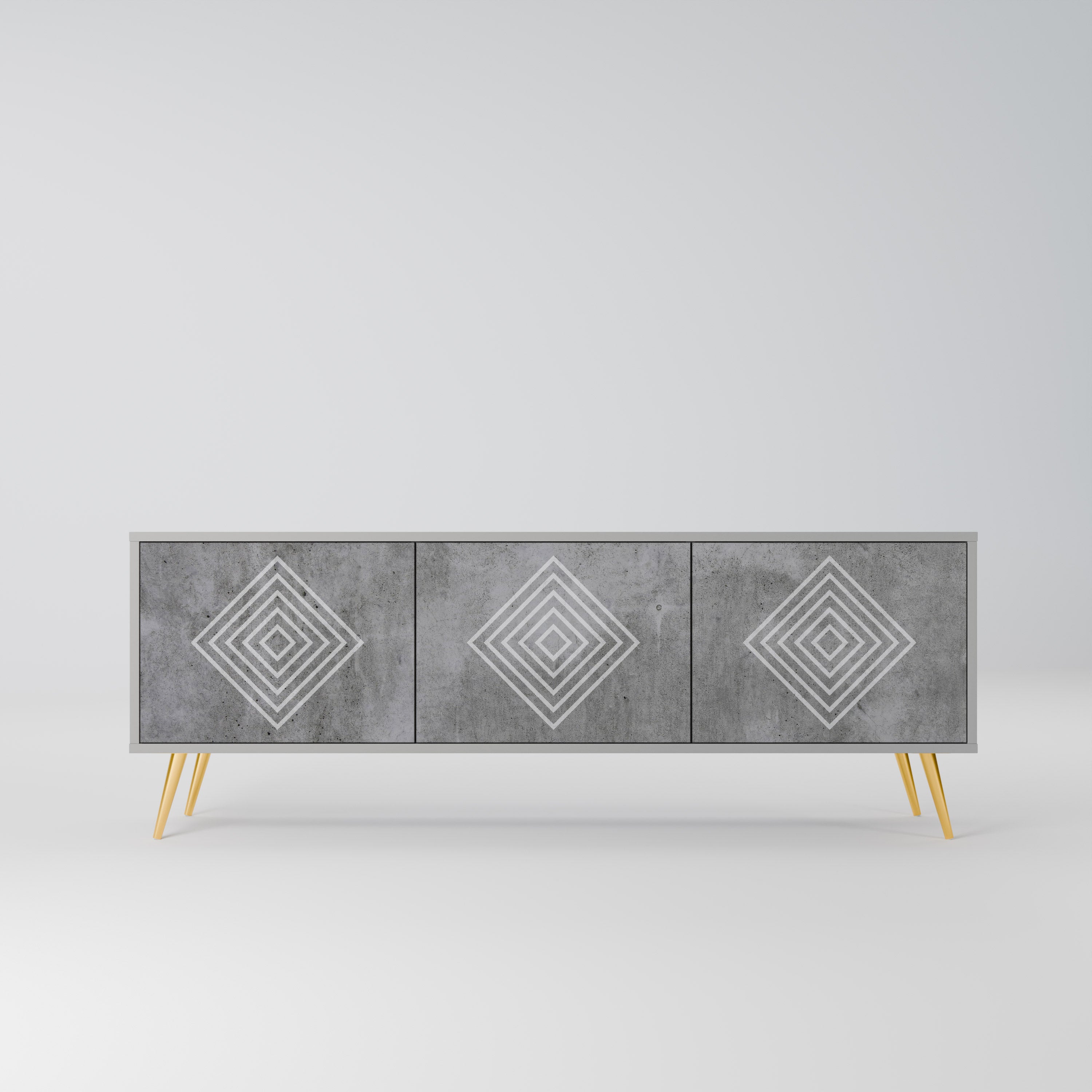 POLYGONAL ARTISTRY TV-Lowboard mit 3 Türen in Grau