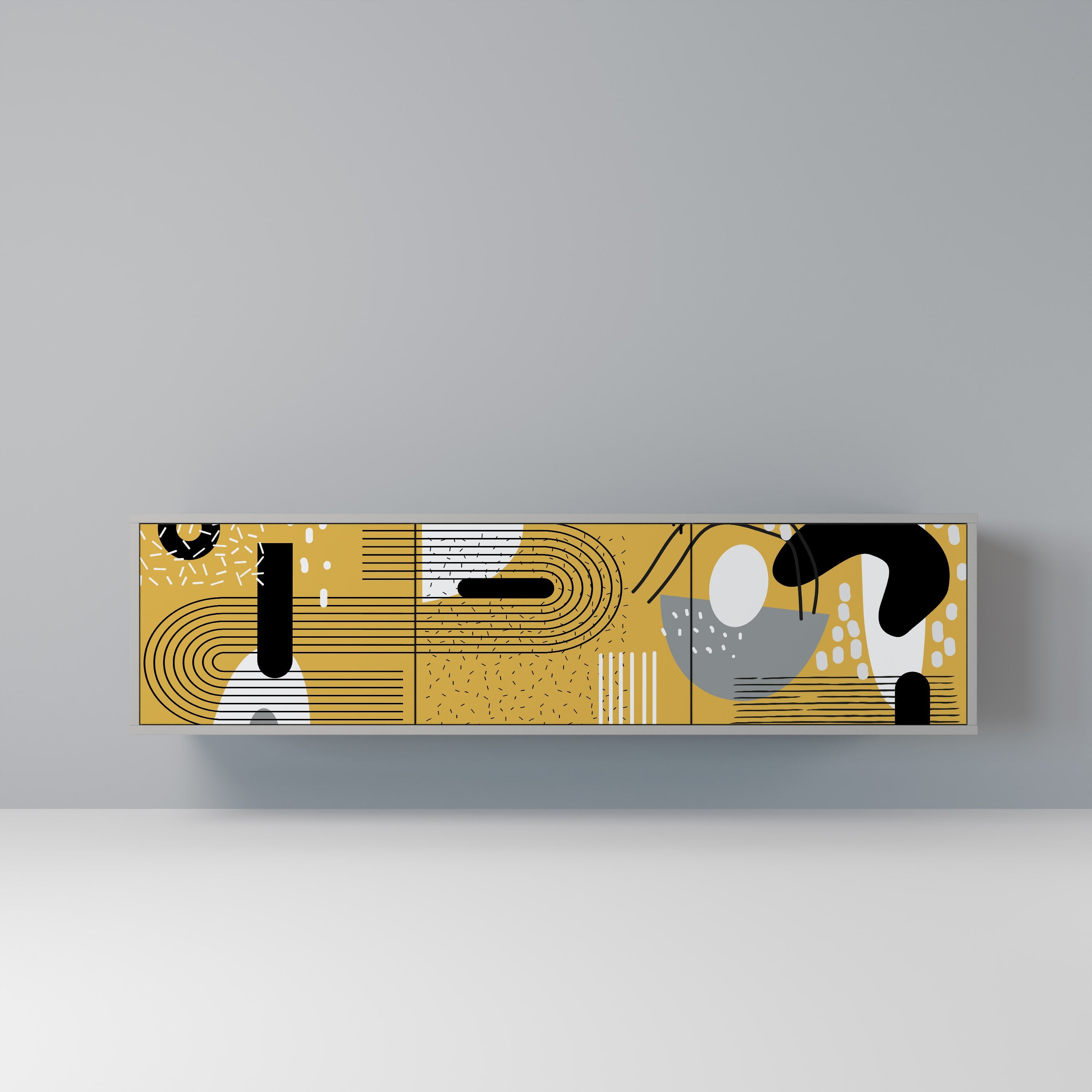 SHAPESHIFT SYMPHONY TV-Lowboard mit 3 Türen in Grau