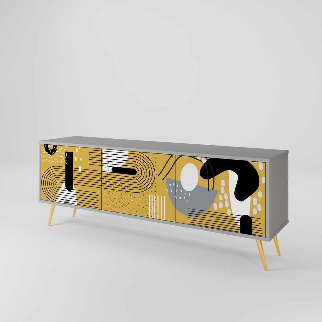 SHAPESHIFT SYMPHONY TV-Lowboard mit 3 Türen in Grau