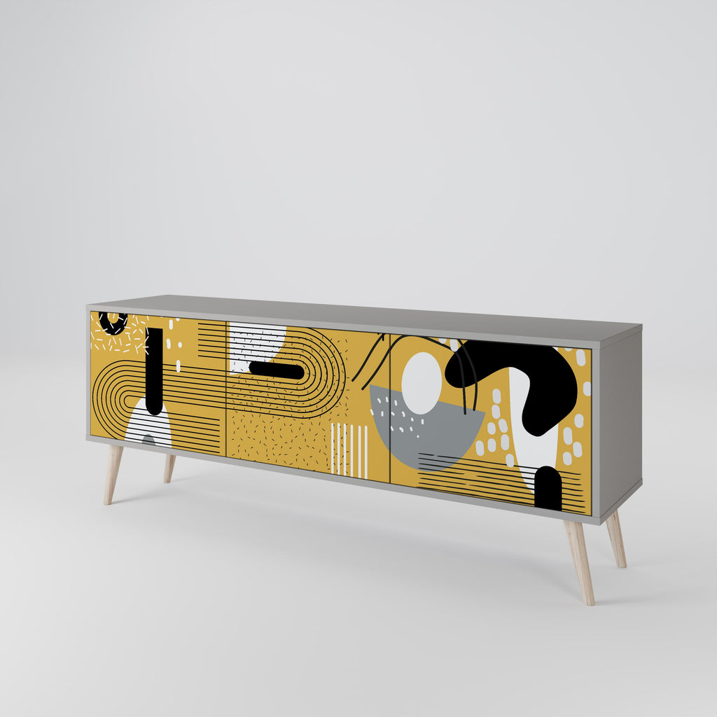 SHAPESHIFT SYMPHONY TV-Lowboard mit 3 Türen in Grau