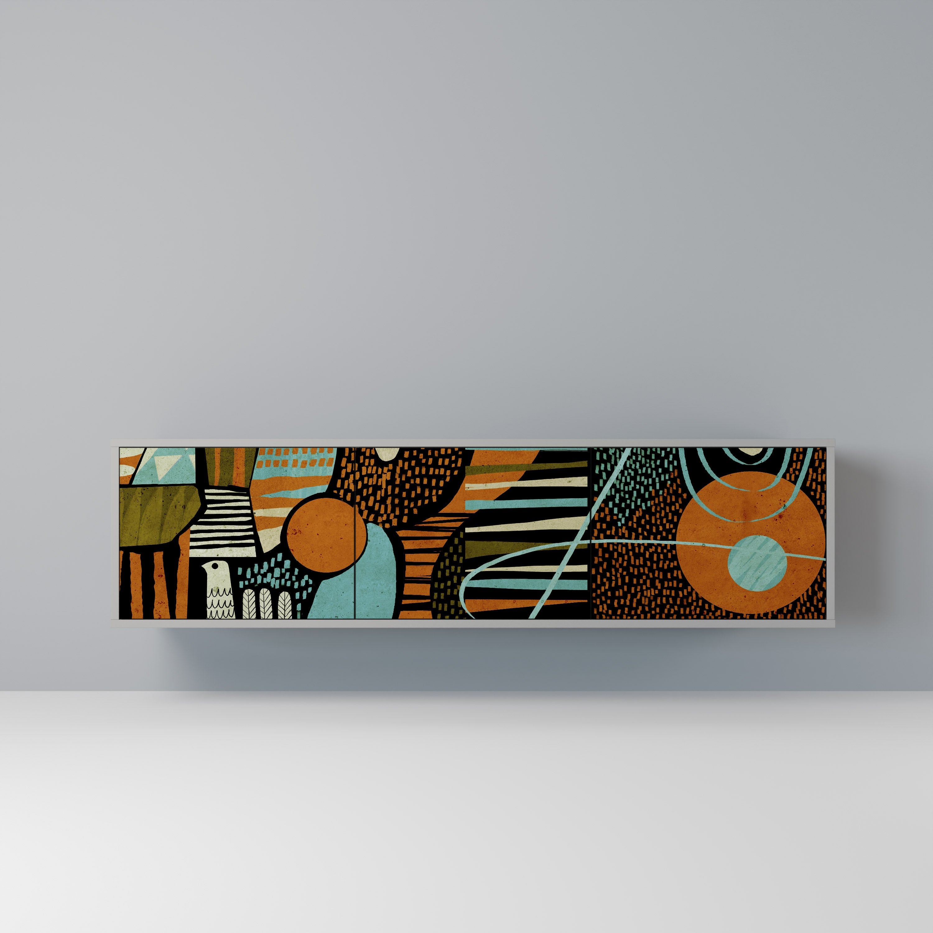 GEODE GLIMMER TV-Lowboard mit 3 Türen in Grau