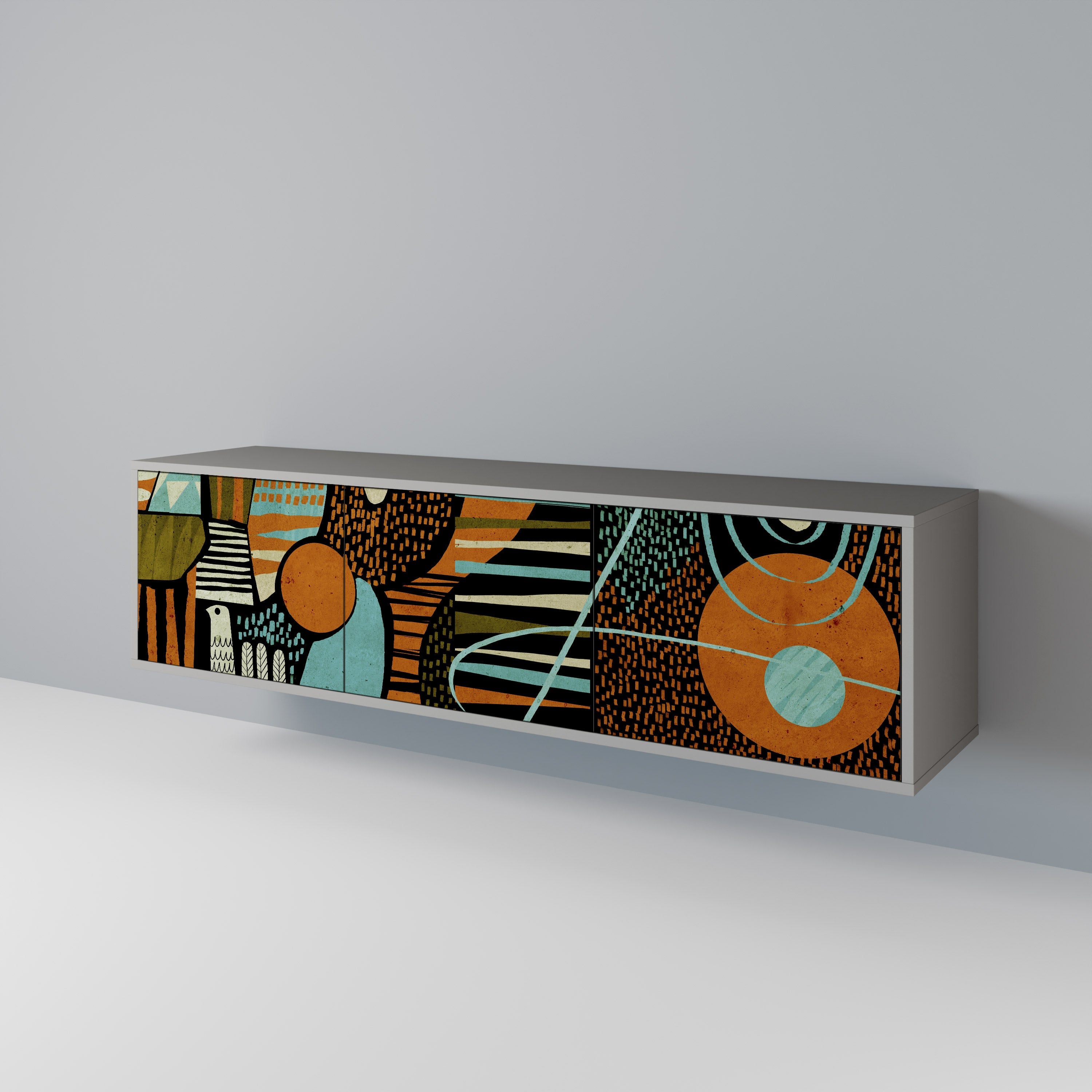 GEODE GLIMMER TV-Lowboard mit 3 Türen in Grau