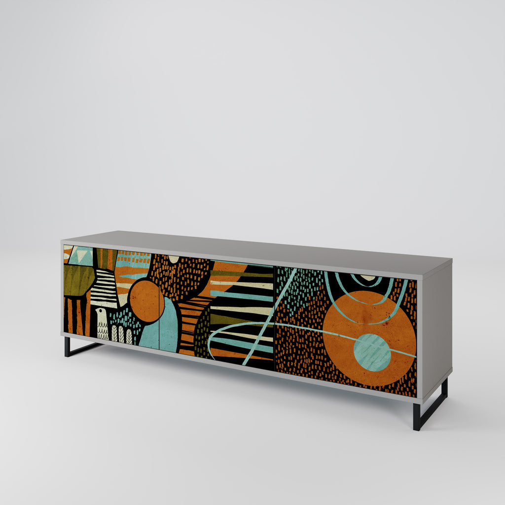 GEODE GLIMMER TV-Lowboard mit 3 Türen in Grau