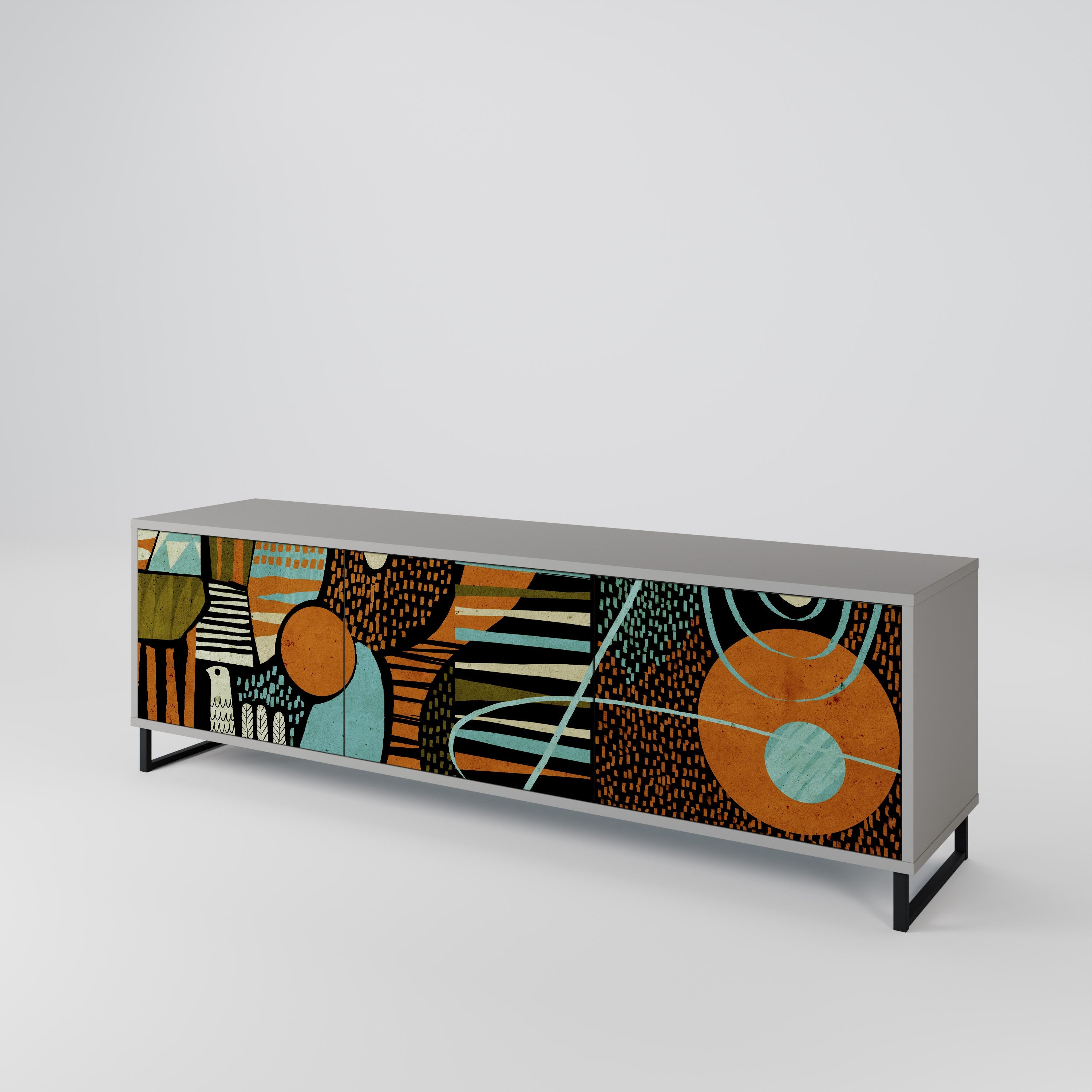 GEODE GLIMMER TV-Lowboard mit 3 Türen in Grau