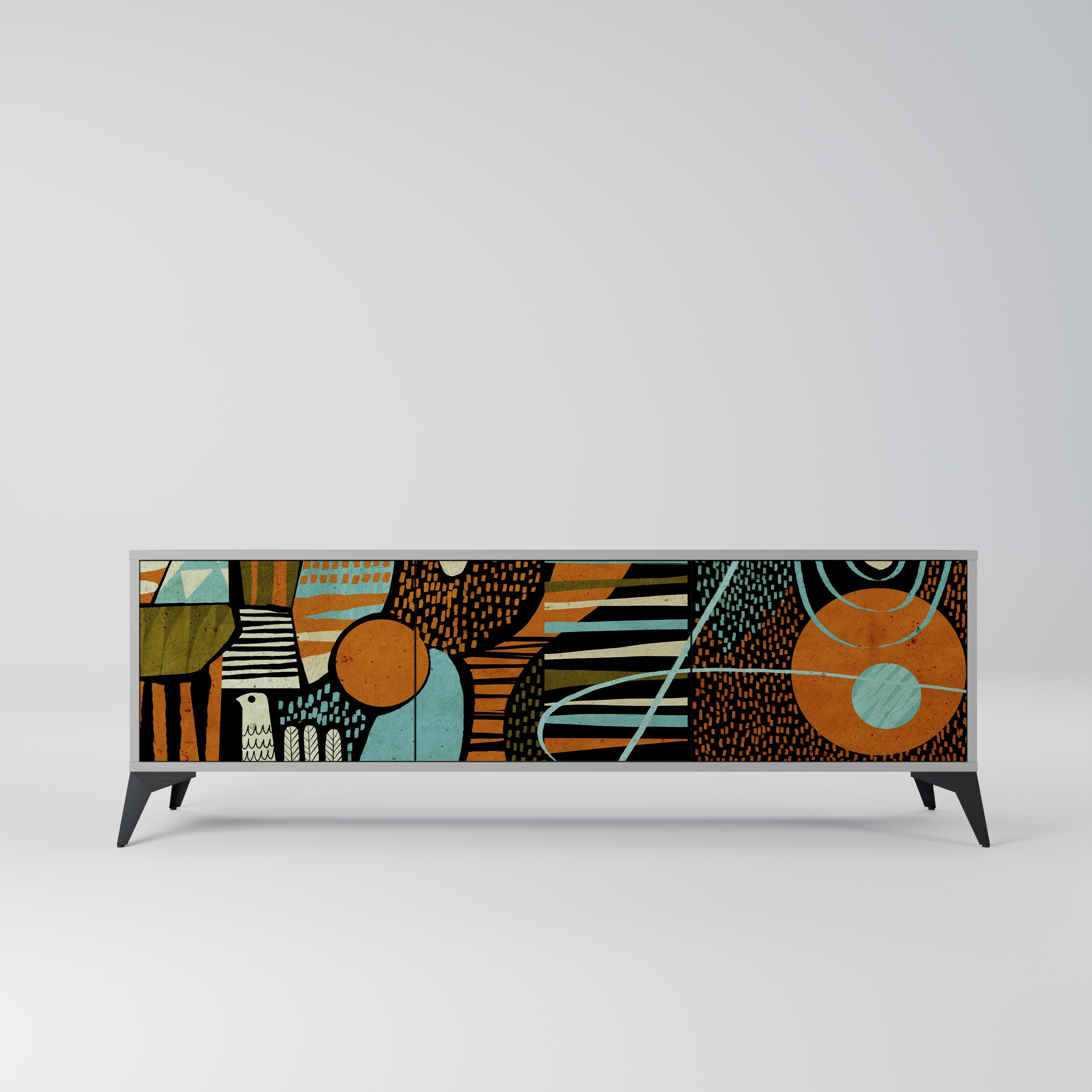 GEODE GLIMMER TV-Lowboard mit 3 Türen in Grau