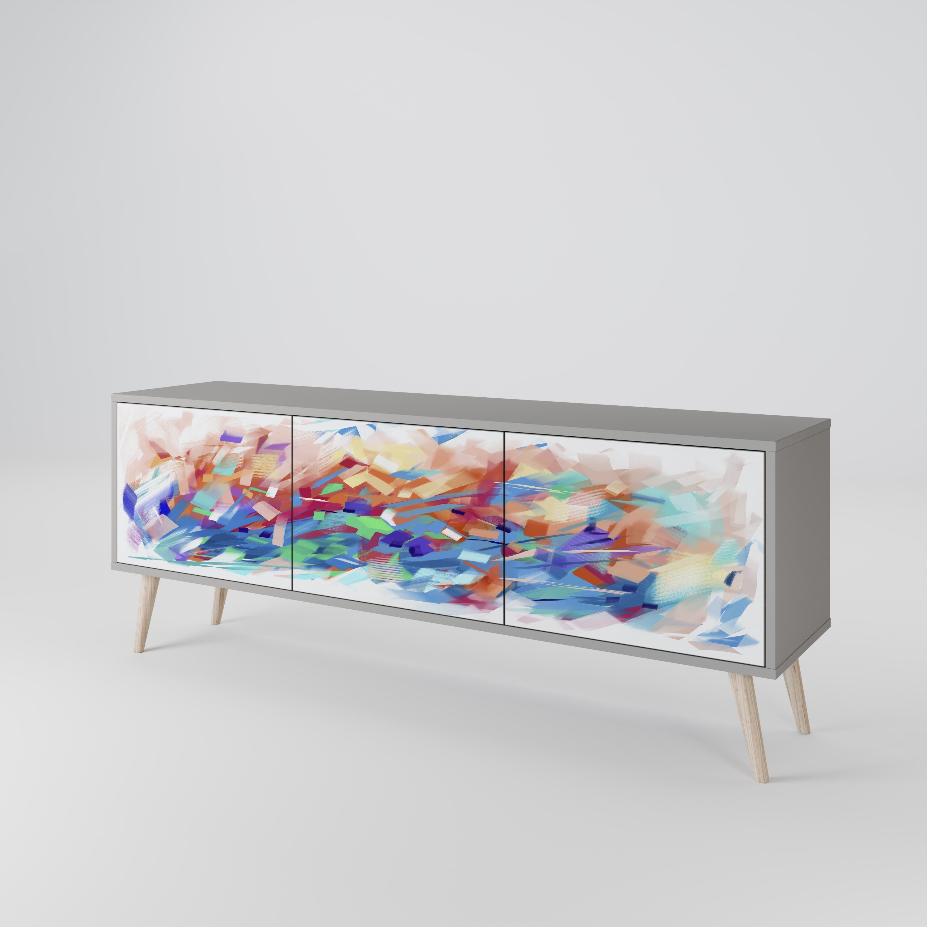 FINESSE MASH-UP TV-Lowboard mit 3 Türen in Grau