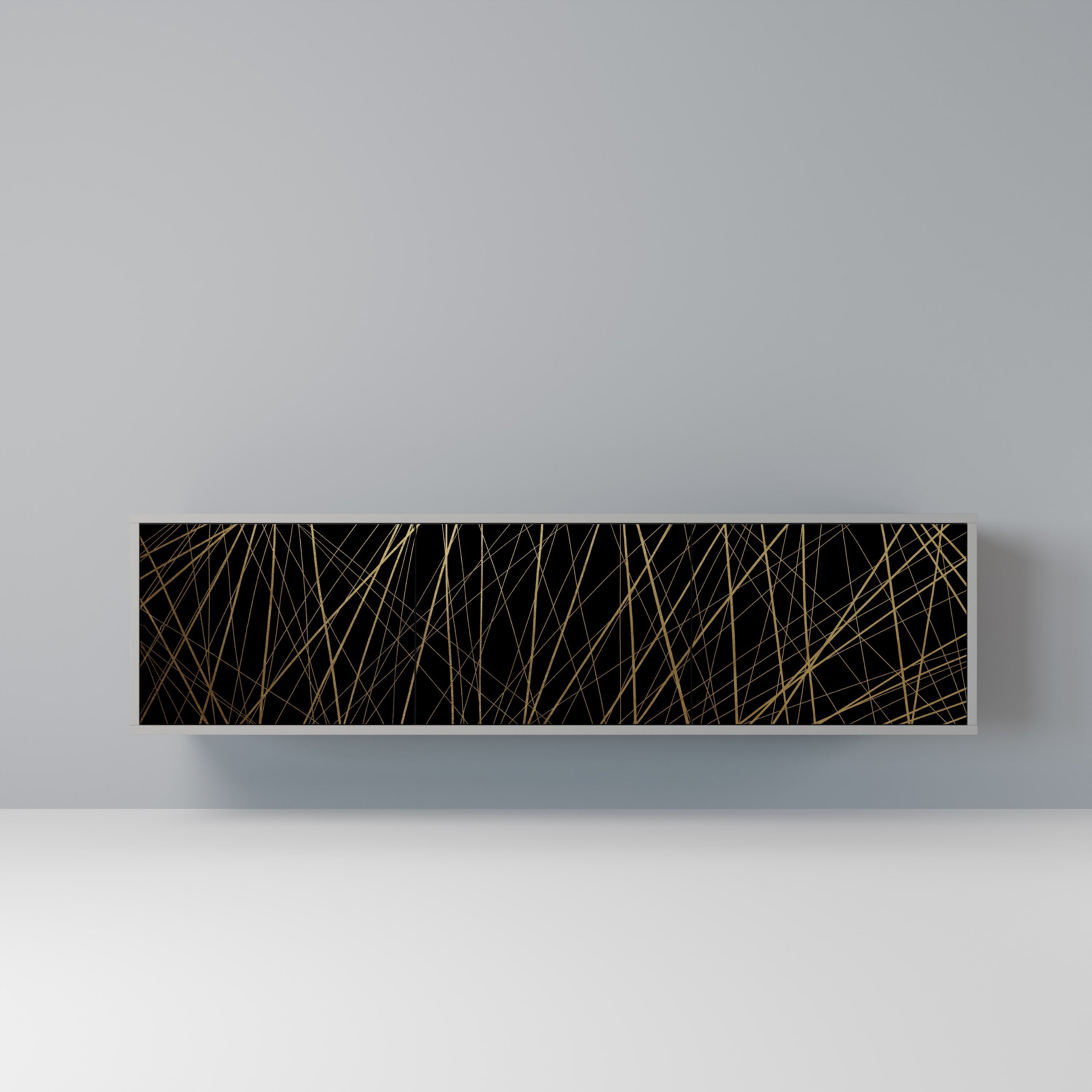 BRIGHT MESH TV-Lowboard mit 3 Türen in Grau