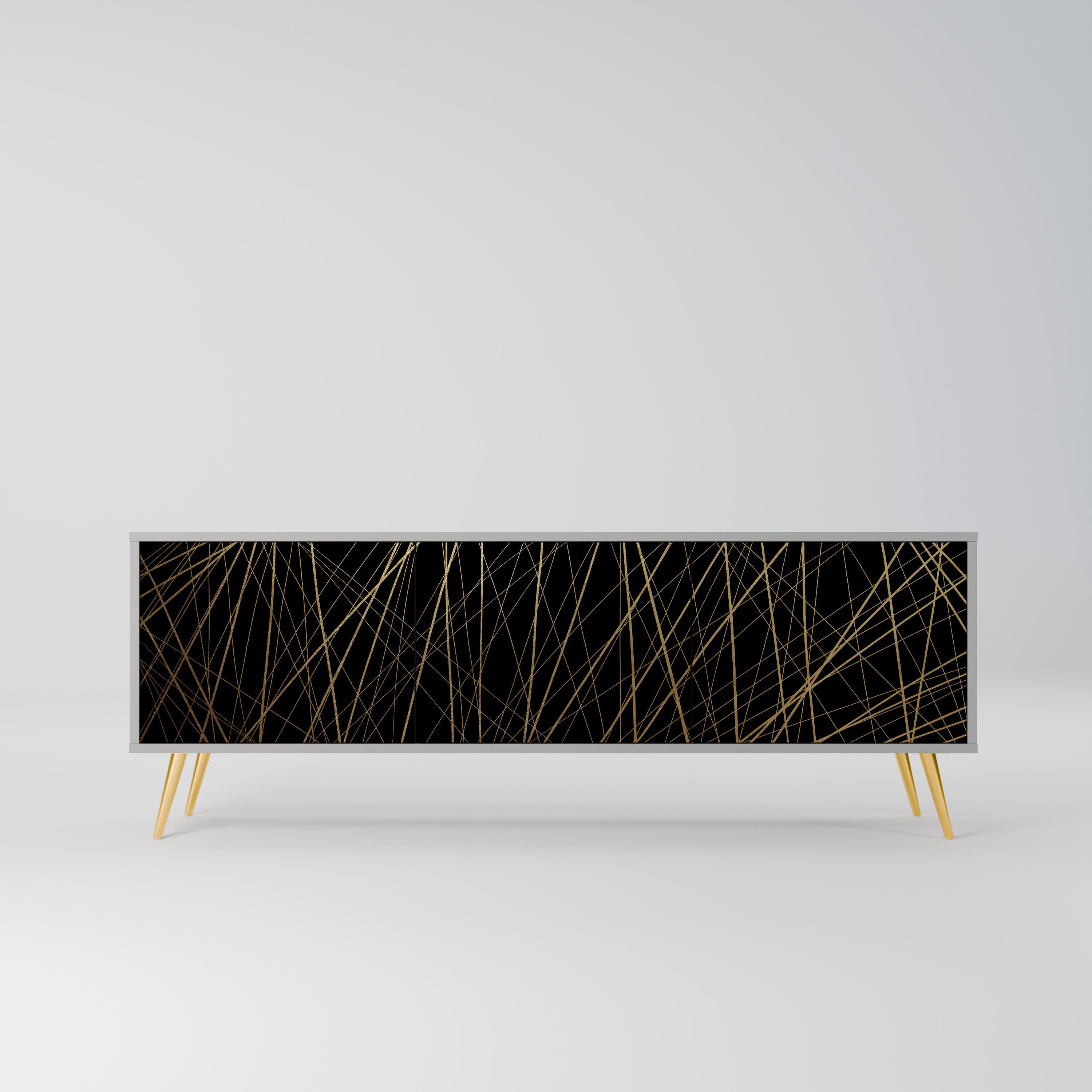 BRIGHT MESH TV-Lowboard mit 3 Türen in Grau