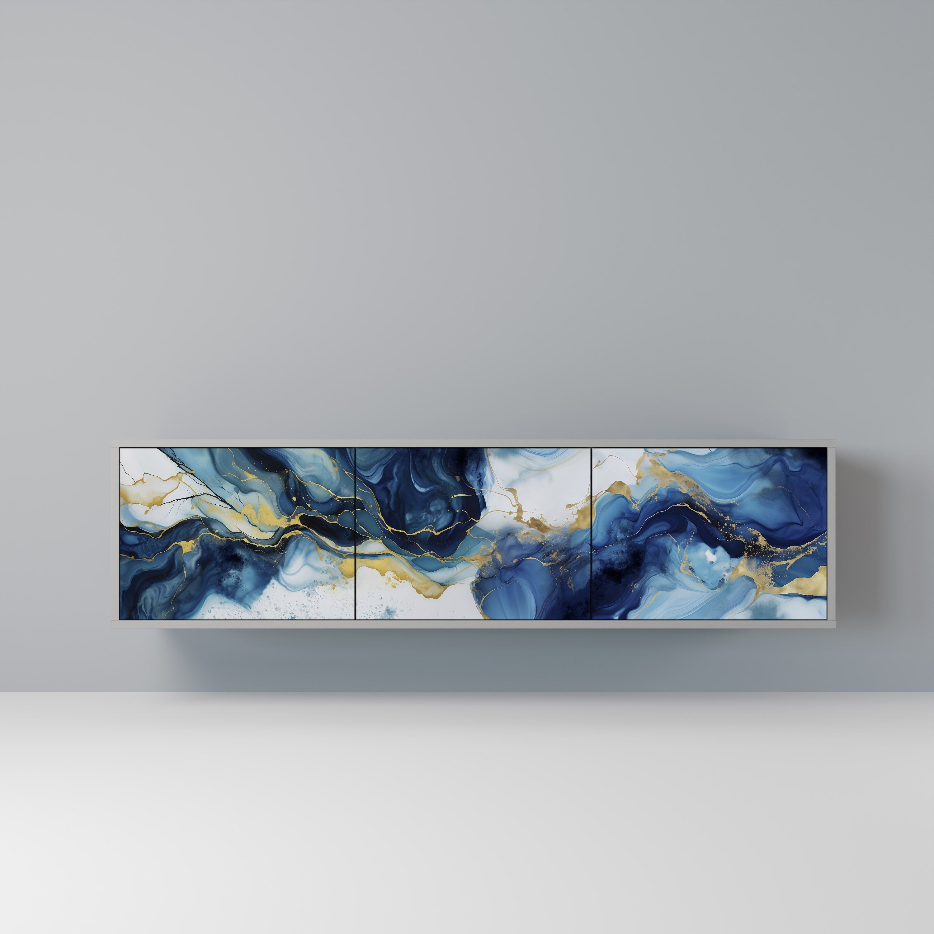 INKY MARBLE TV-Lowboard mit 3 Türen in Grau