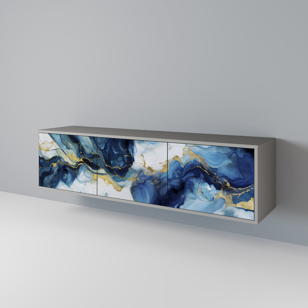 INKY MARBLE TV-Lowboard mit 3 Türen in Grau