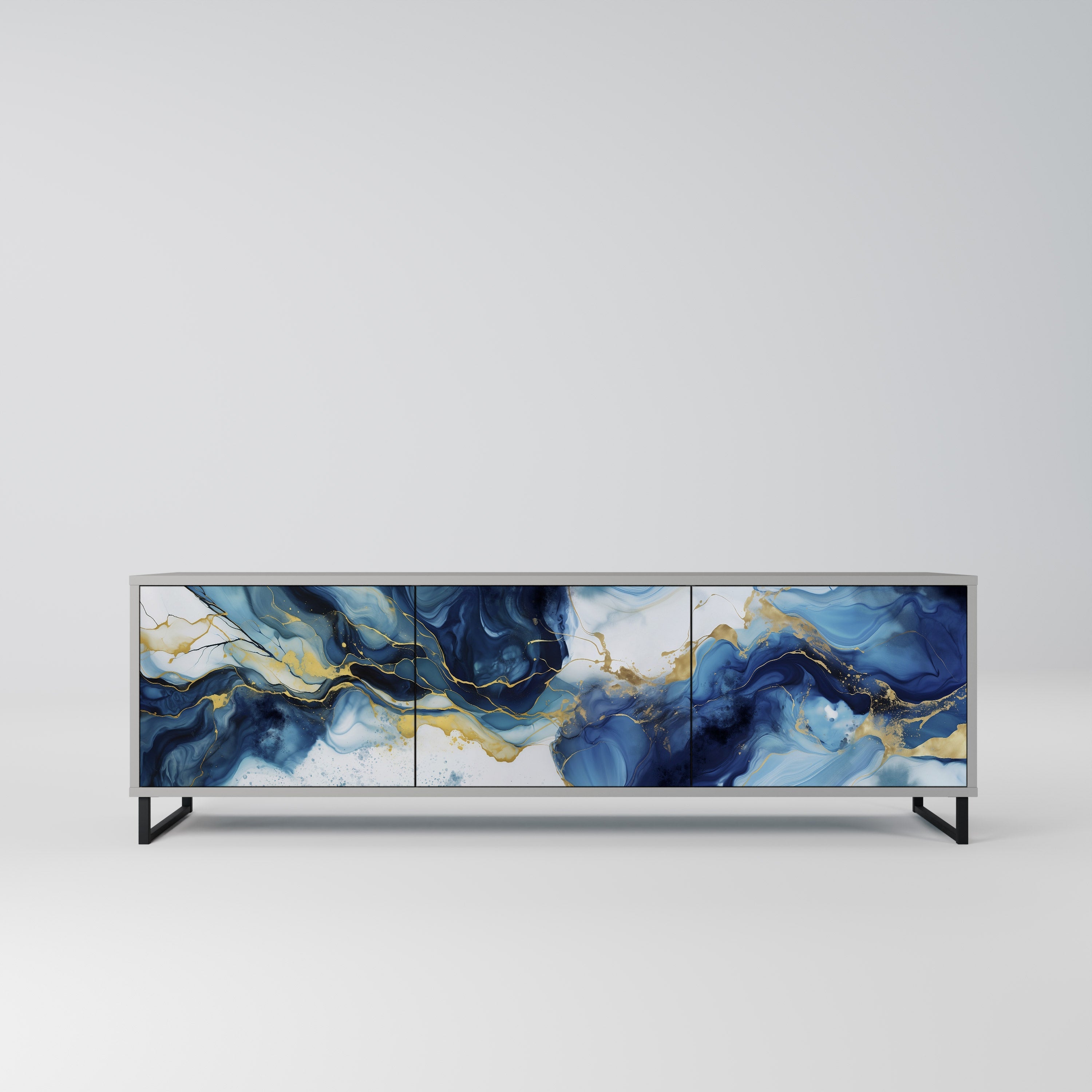 INKY MARBLE TV-Lowboard mit 3 Türen in Grau