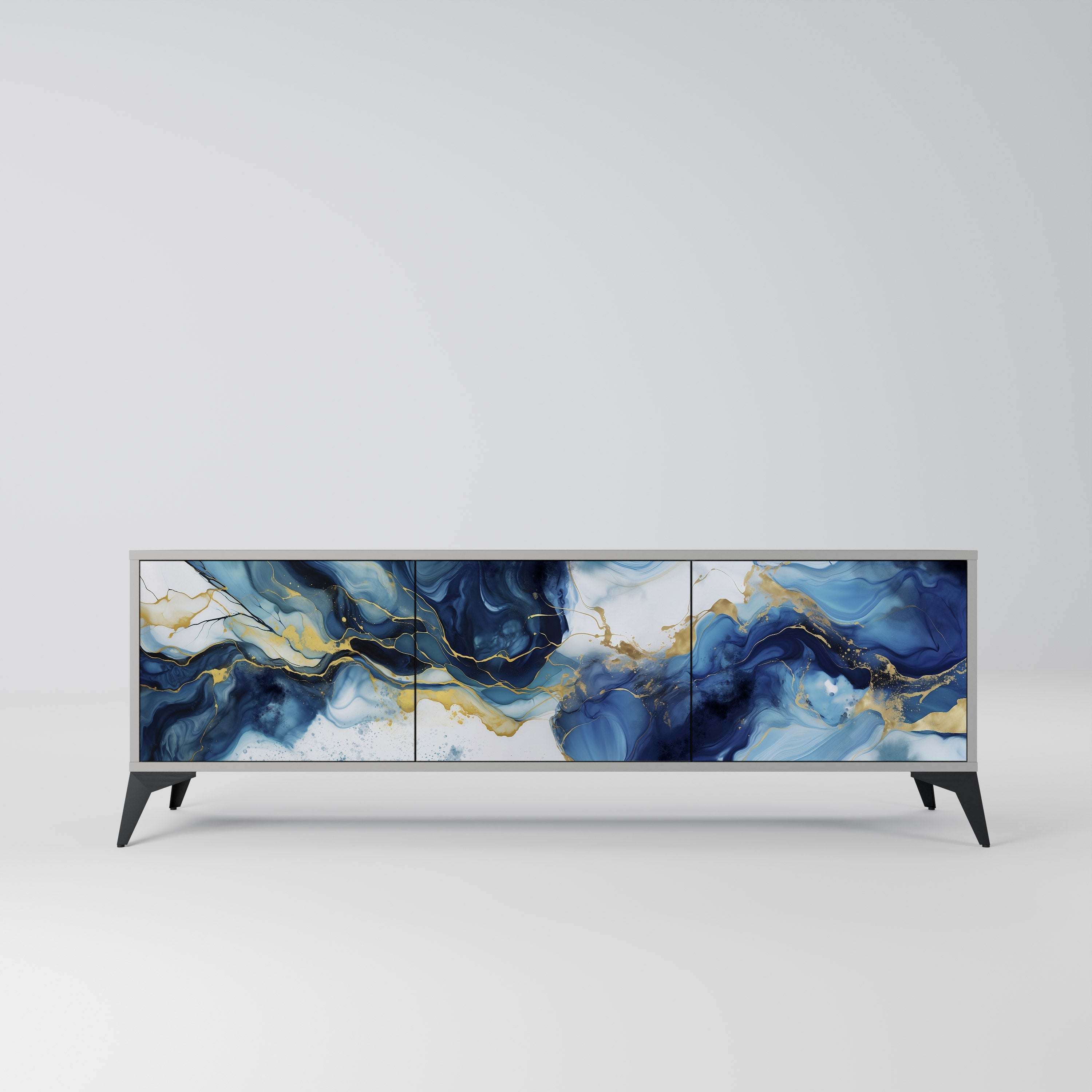 INKY MARBLE TV-Lowboard mit 3 Türen in Grau