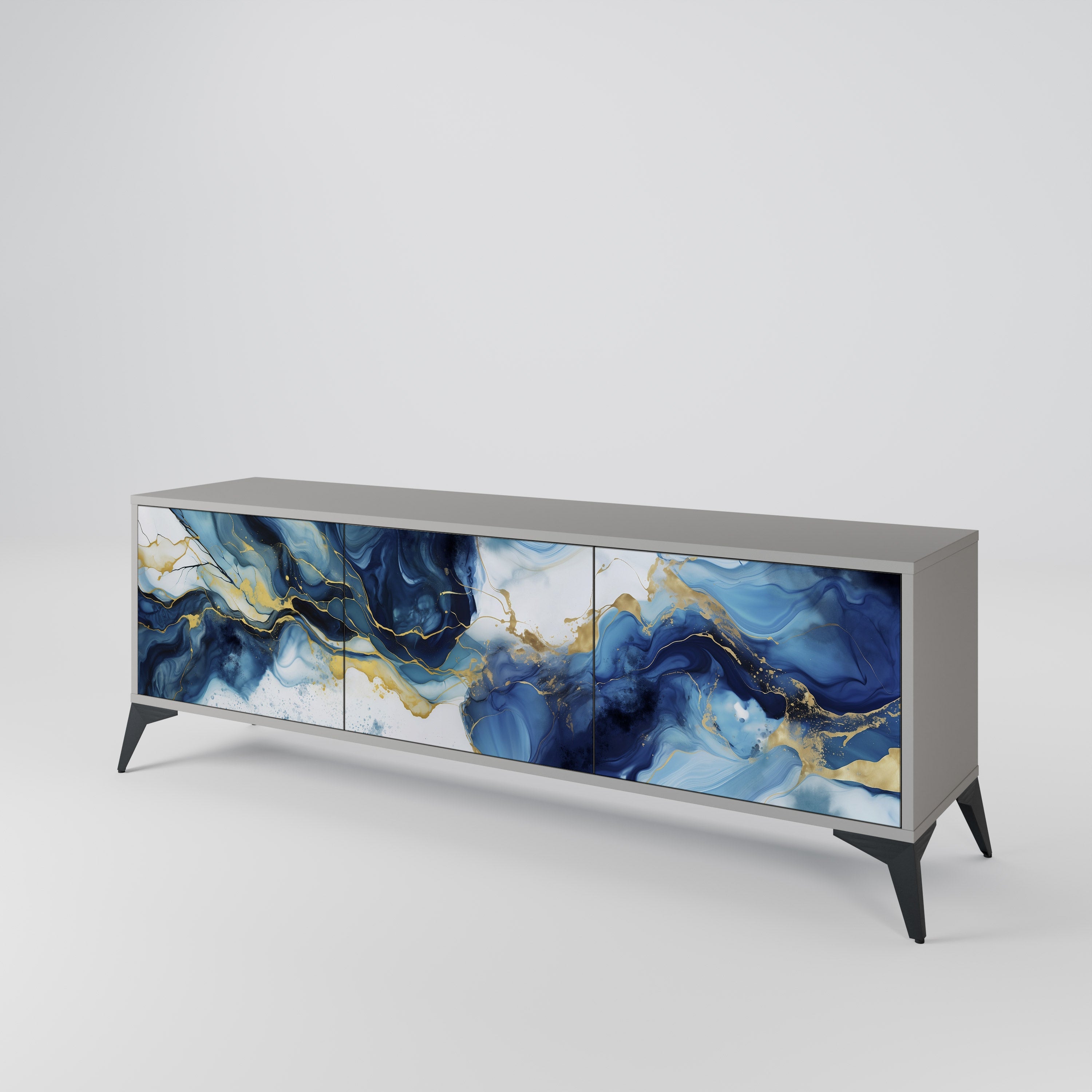 INKY MARBLE TV-Lowboard mit 3 Türen in Grau