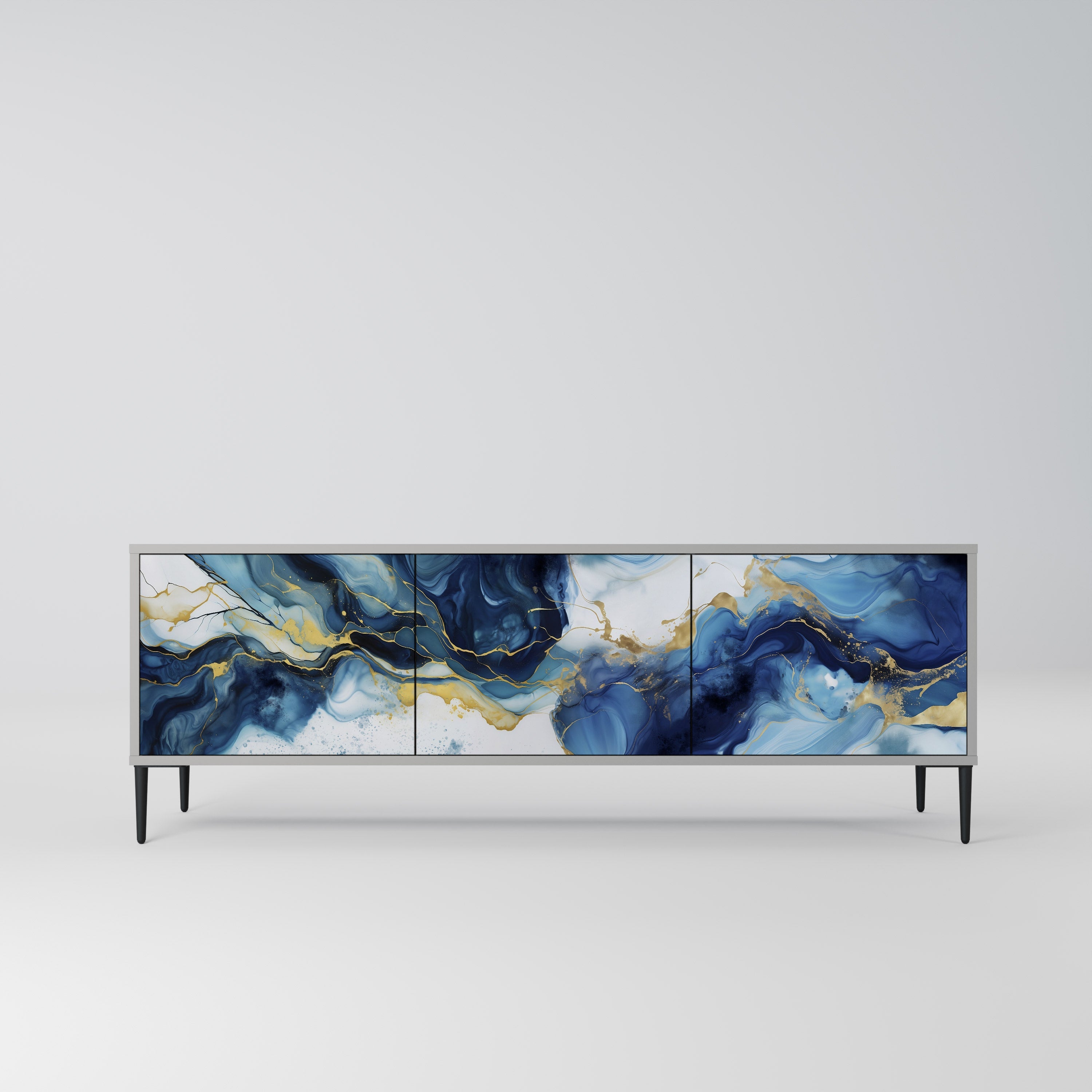 INKY MARBLE TV-Lowboard mit 3 Türen in Grau