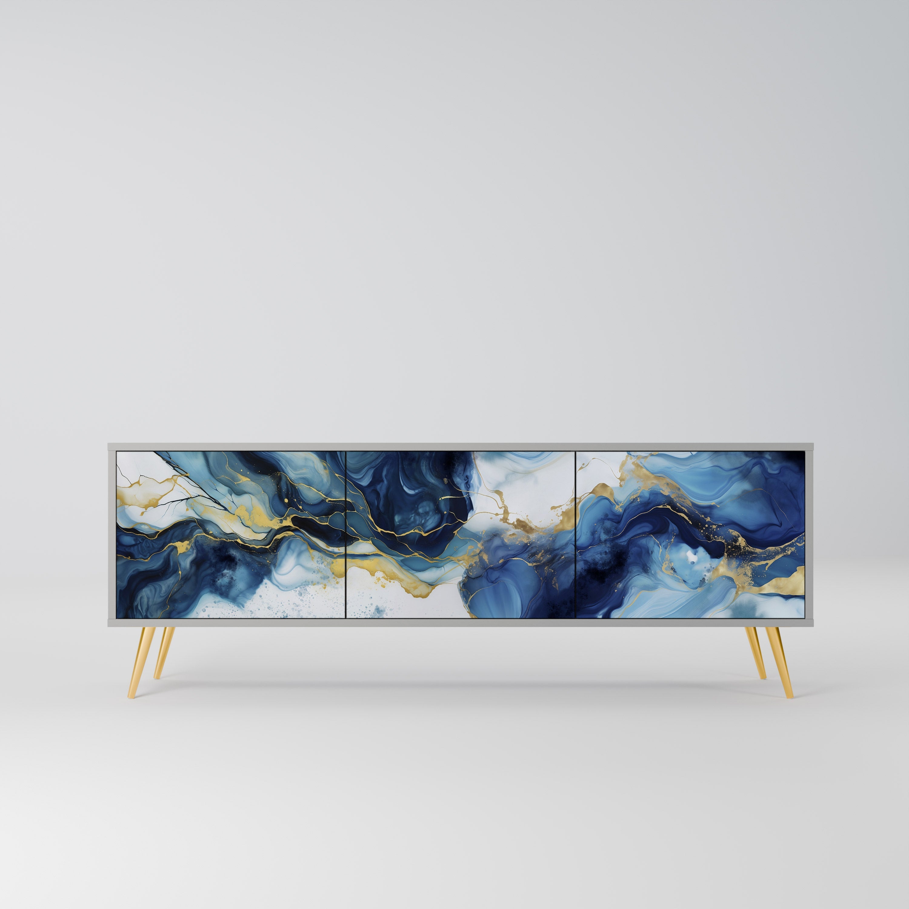 INKY MARBLE TV-Lowboard mit 3 Türen in Grau