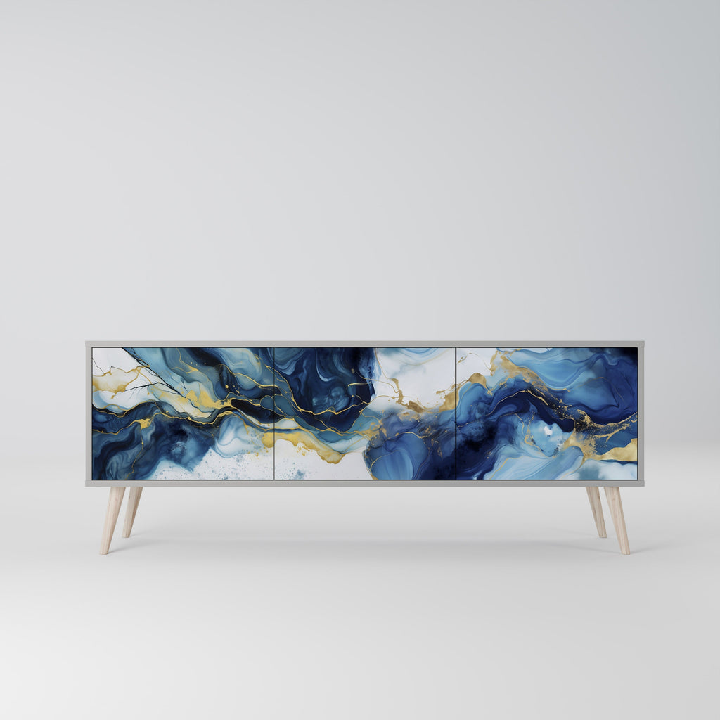 INKY MARBLE TV-Lowboard mit 3 Türen in Grau