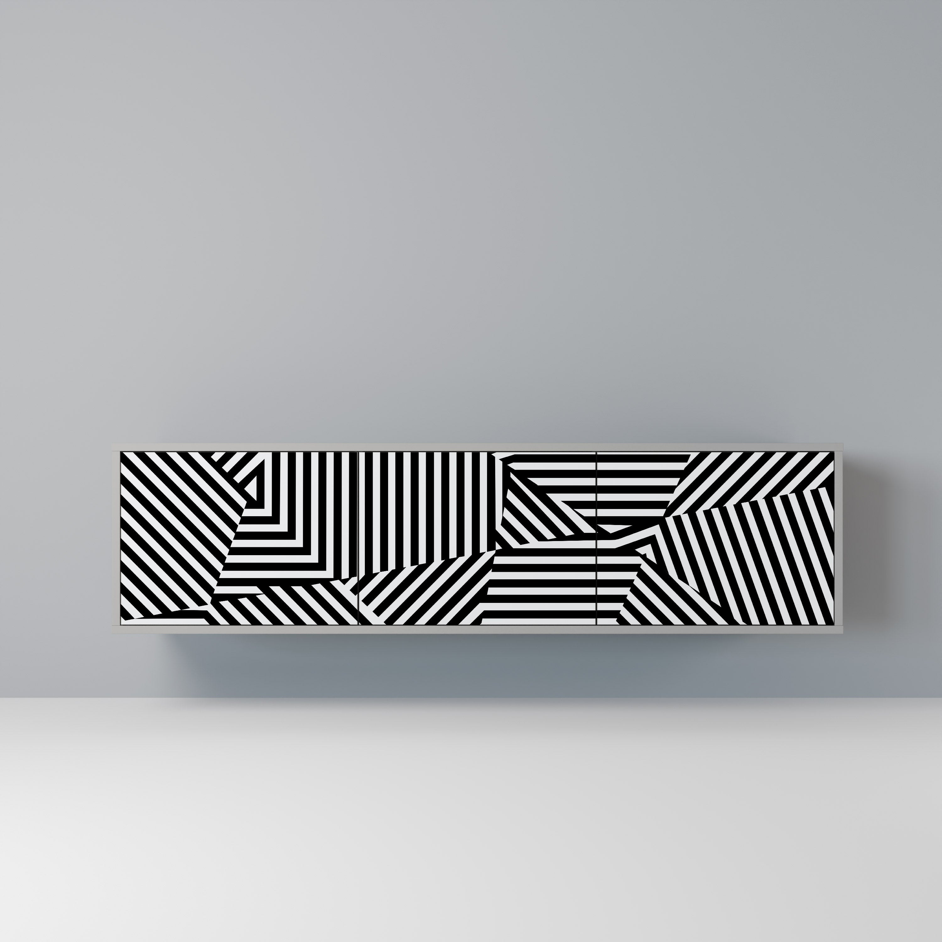 ILLUSIONARY LATTICE TV-Lowboard mit 3 Türen in Grau