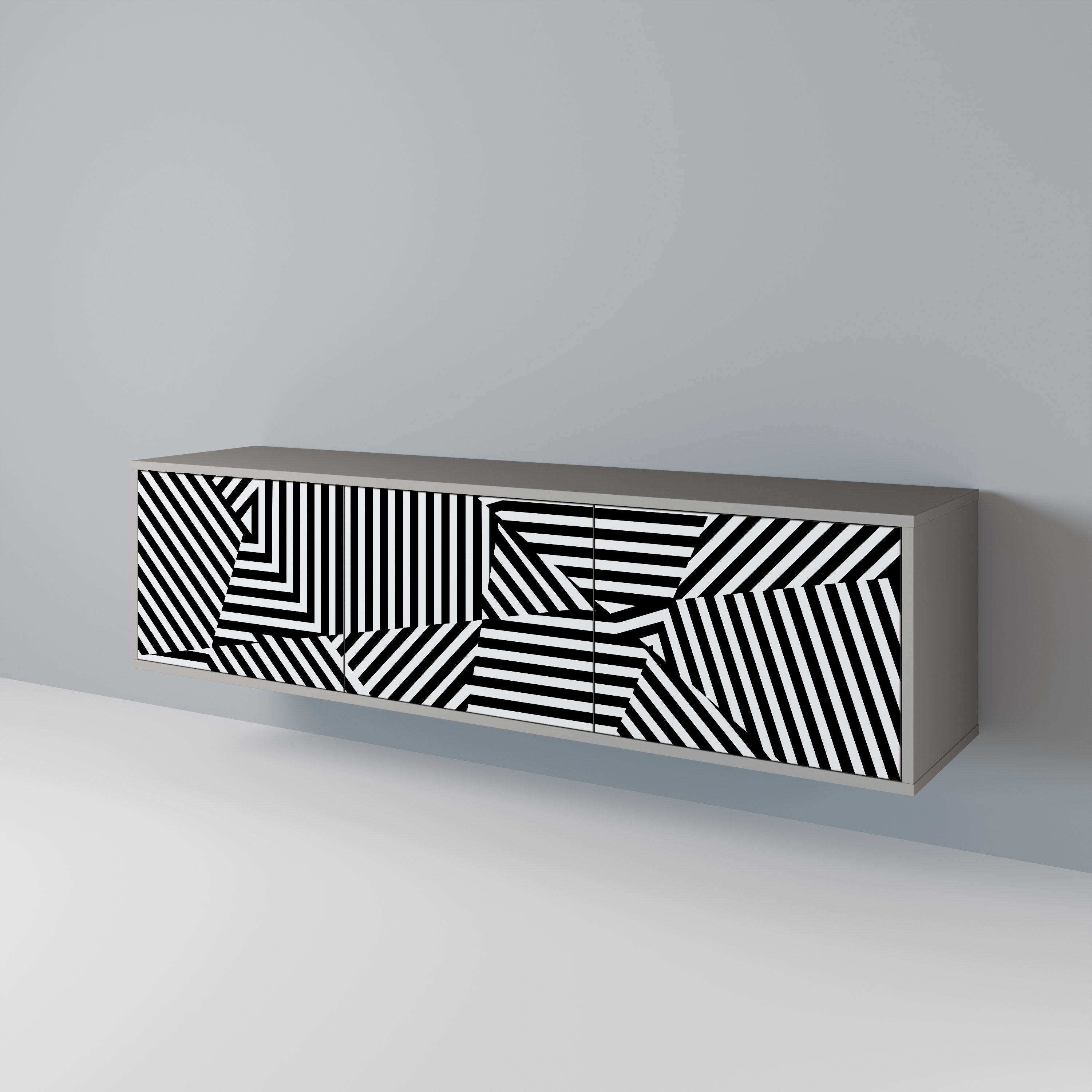 ILLUSIONARY LATTICE TV-Lowboard mit 3 Türen in Grau