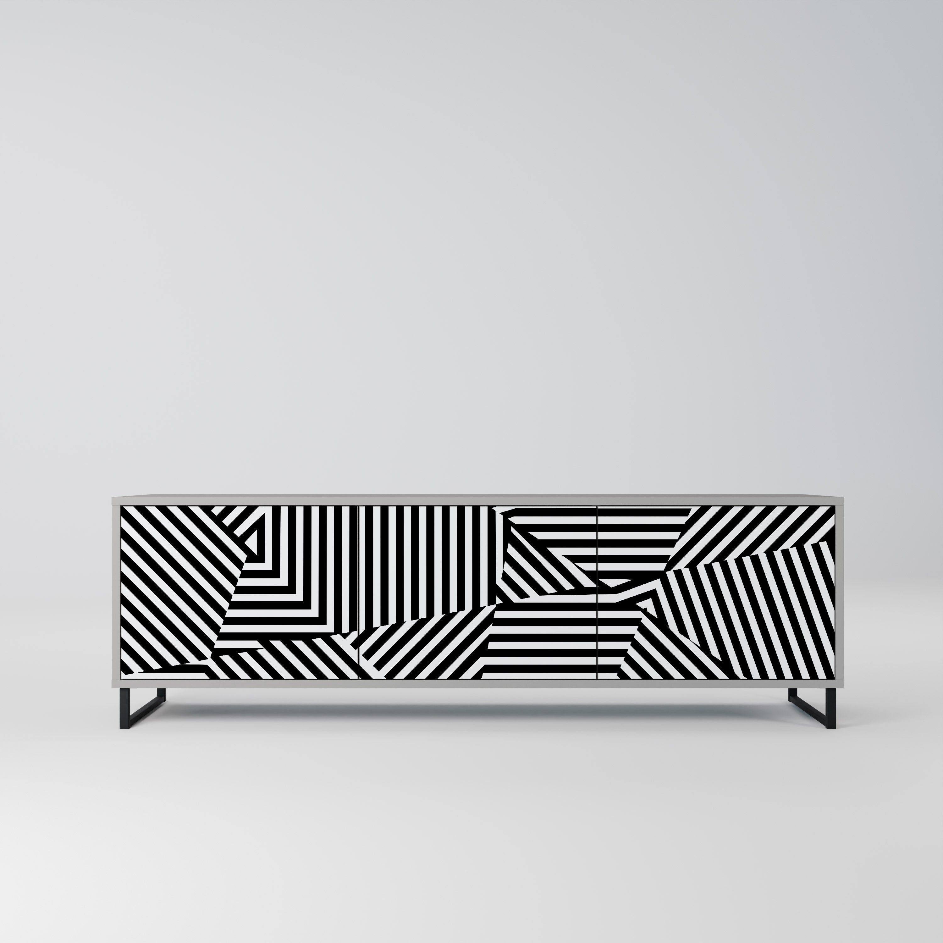 ILLUSIONARY LATTICE TV-Lowboard mit 3 Türen in Grau