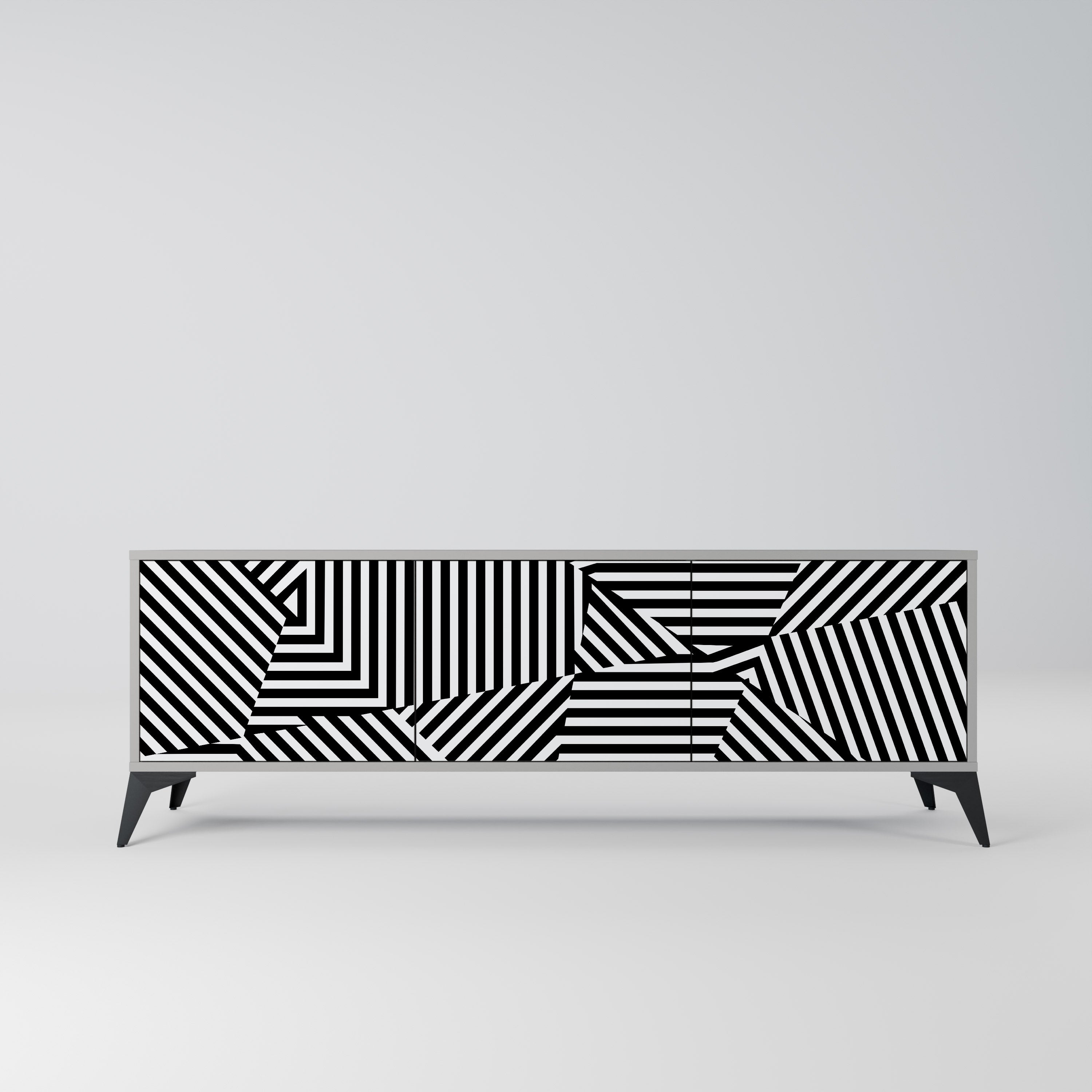 ILLUSIONARY LATTICE TV-Lowboard mit 3 Türen in Grau