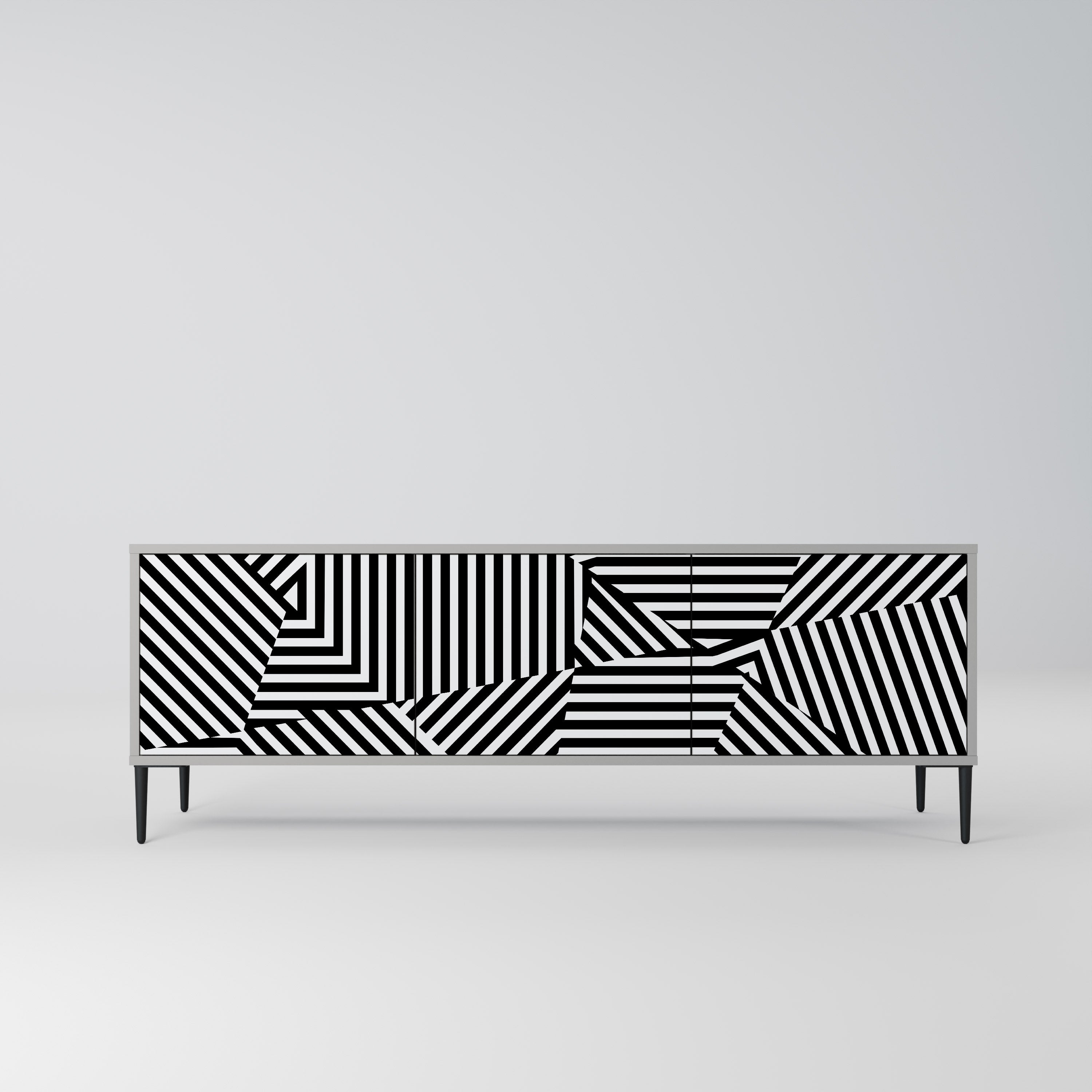 ILLUSIONARY LATTICE TV-Lowboard mit 3 Türen in Grau