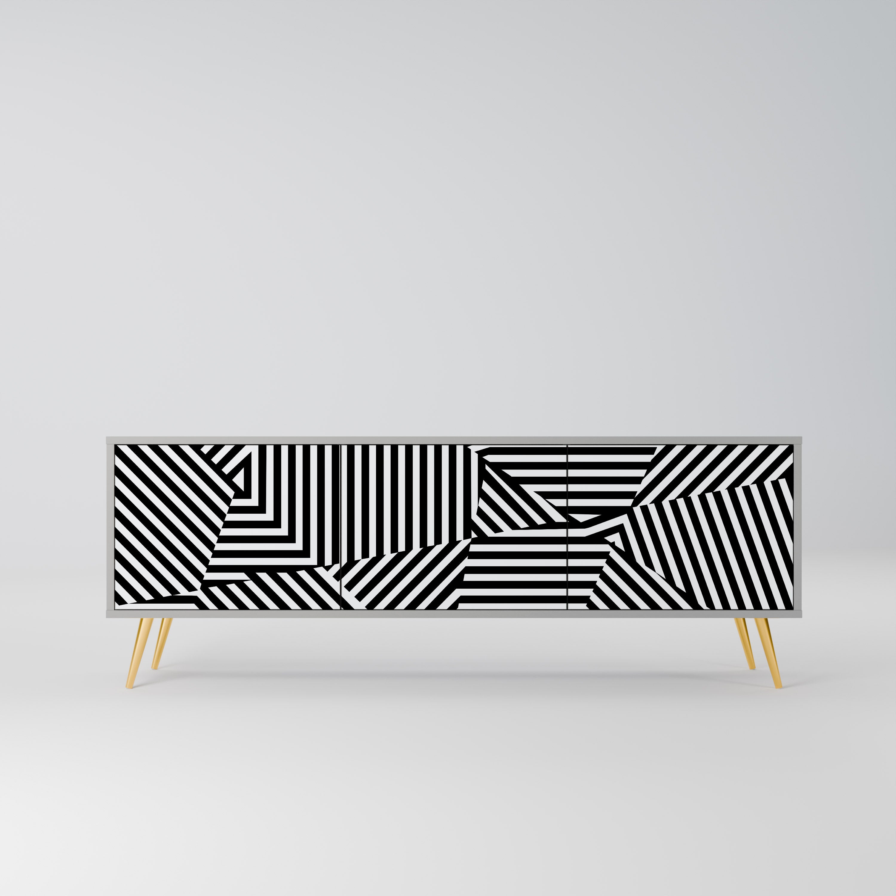 ILLUSIONARY LATTICE TV-Lowboard mit 3 Türen in Grau