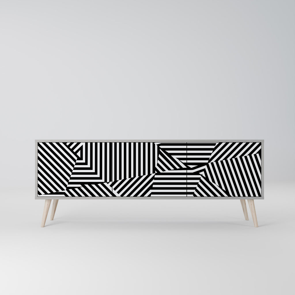 ILLUSIONARY LATTICE TV-Lowboard mit 3 Türen in Grau