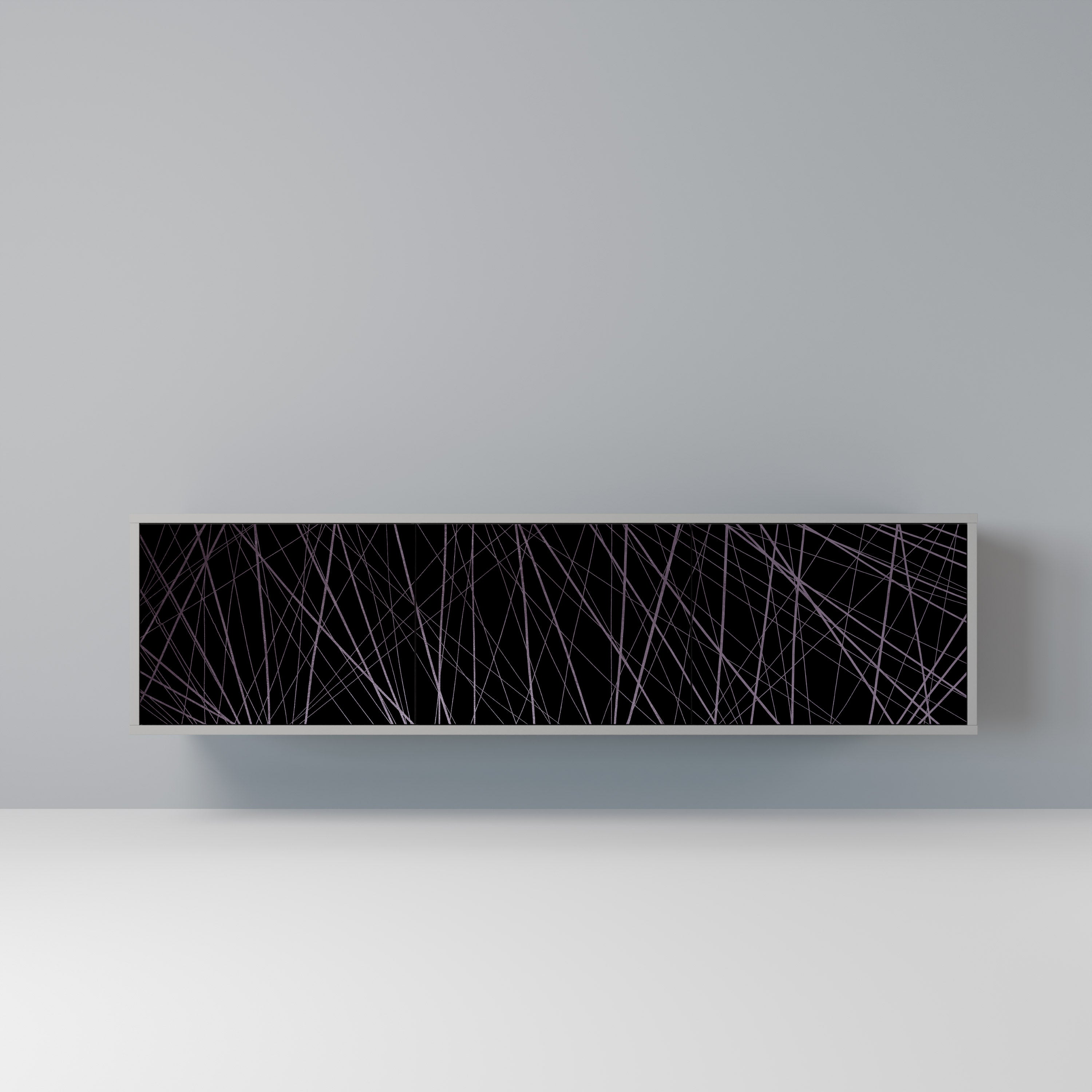 SHIMMER SPIDERGRAM TV-Lowboard mit 3 Türen in Grau