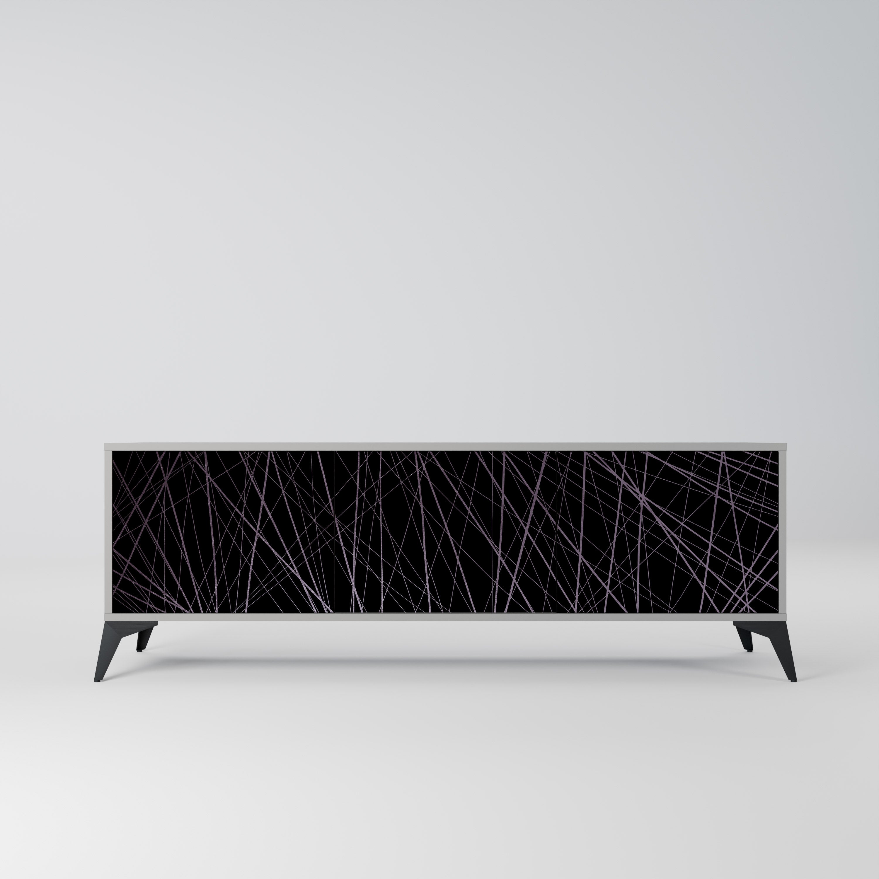 SHIMMER SPIDERGRAM TV-Lowboard mit 3 Türen in Grau