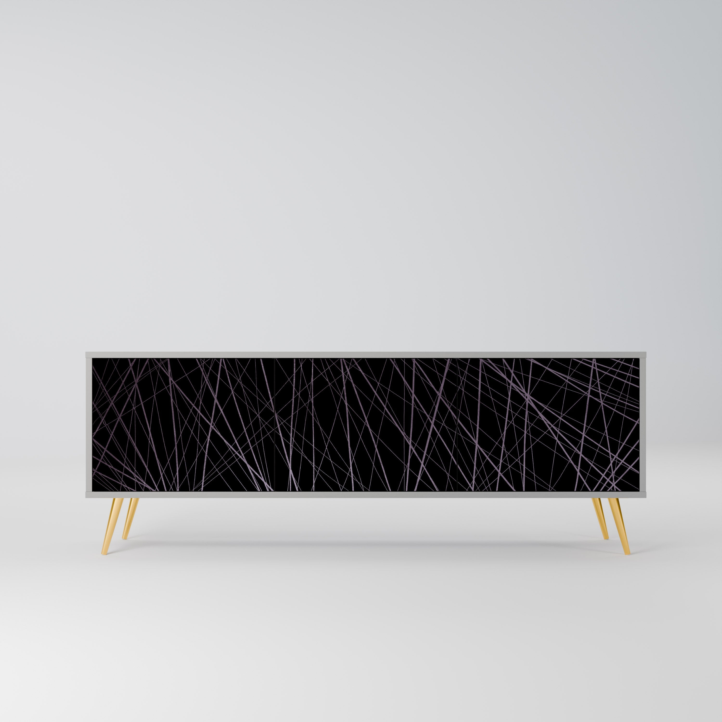 SHIMMER SPIDERGRAM TV-Lowboard mit 3 Türen in Grau