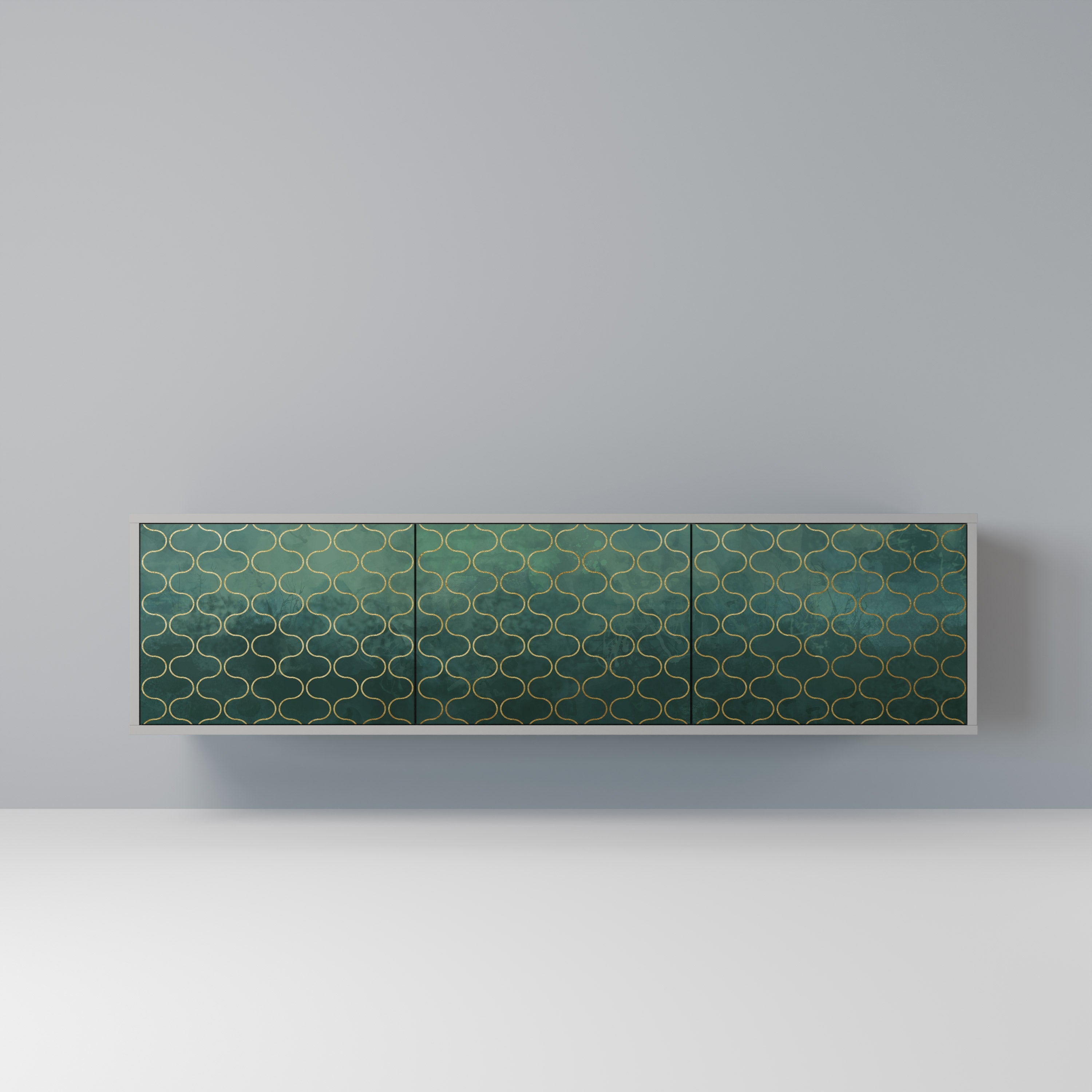 TESSELATED GREENERY TV-Lowboard mit 3 Türen in Grau