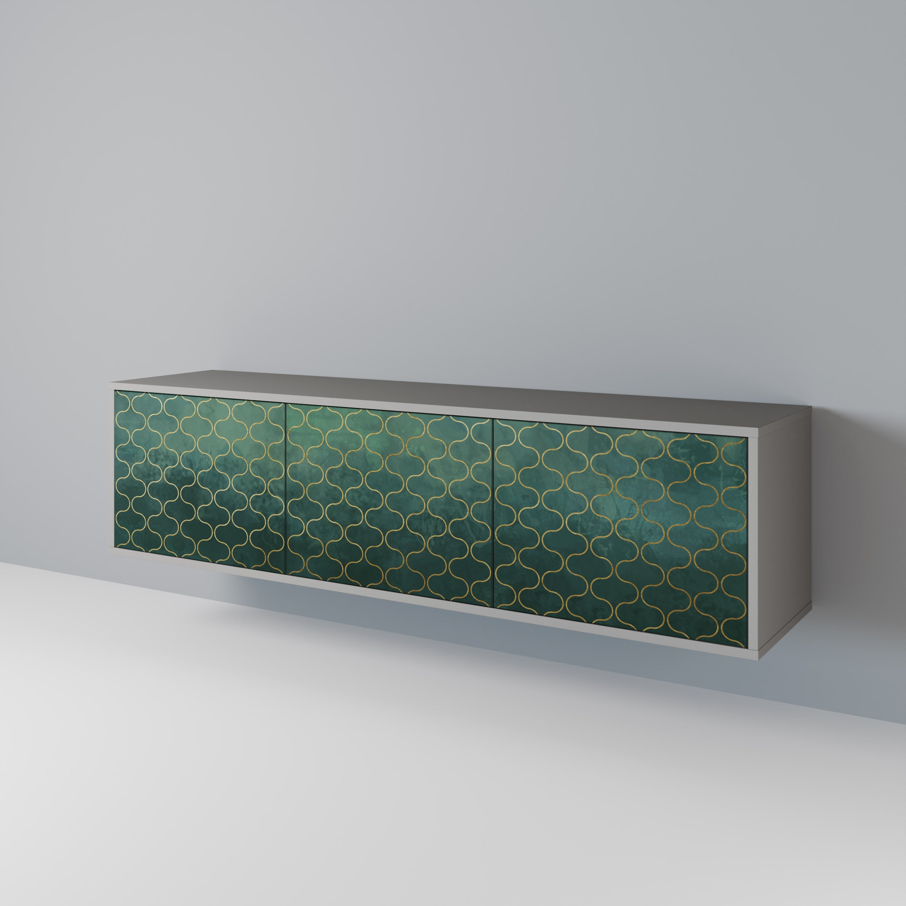 TESSELATED GREENERY TV-Lowboard mit 3 Türen in Grau