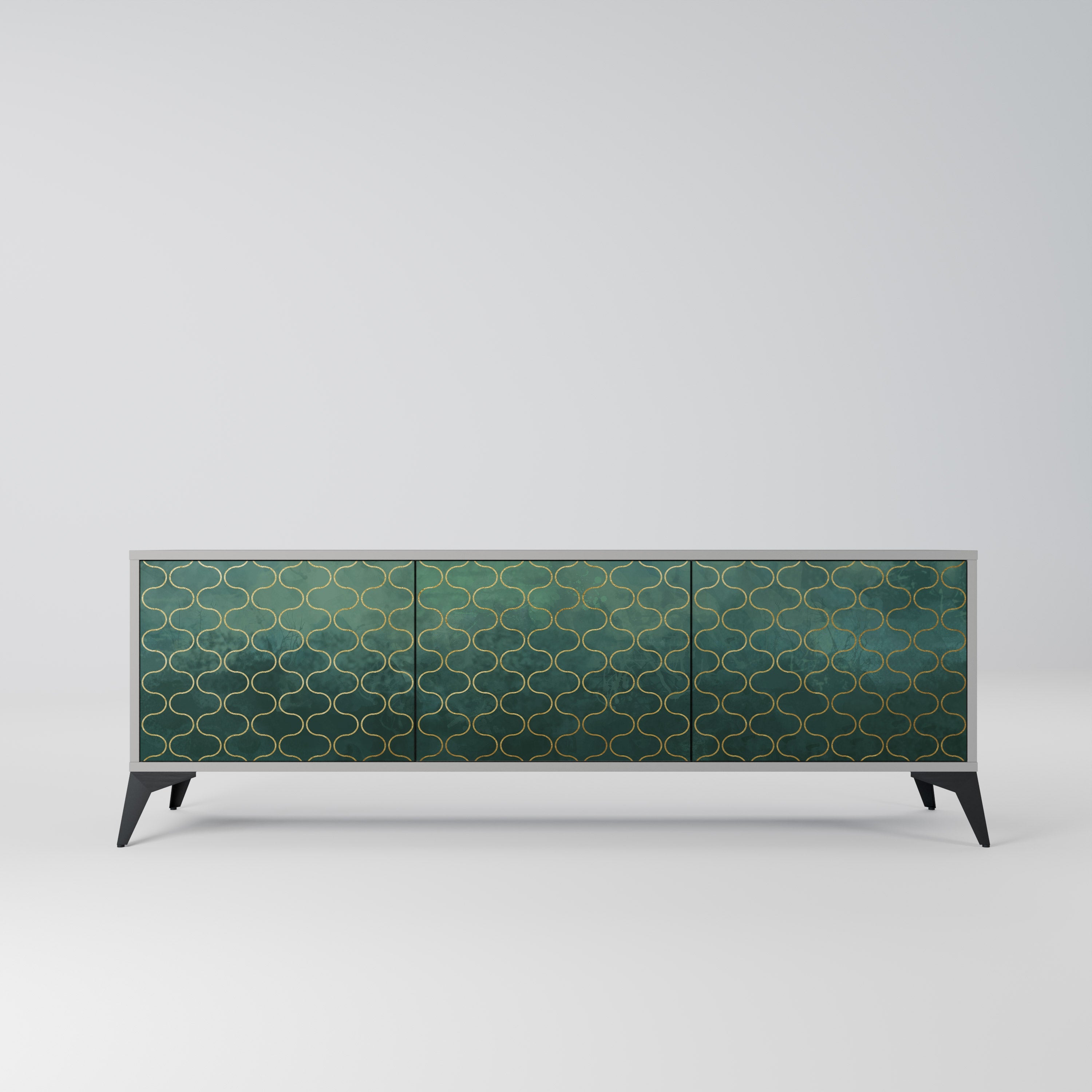 TESSELATED GREENERY TV-Lowboard mit 3 Türen in Grau
